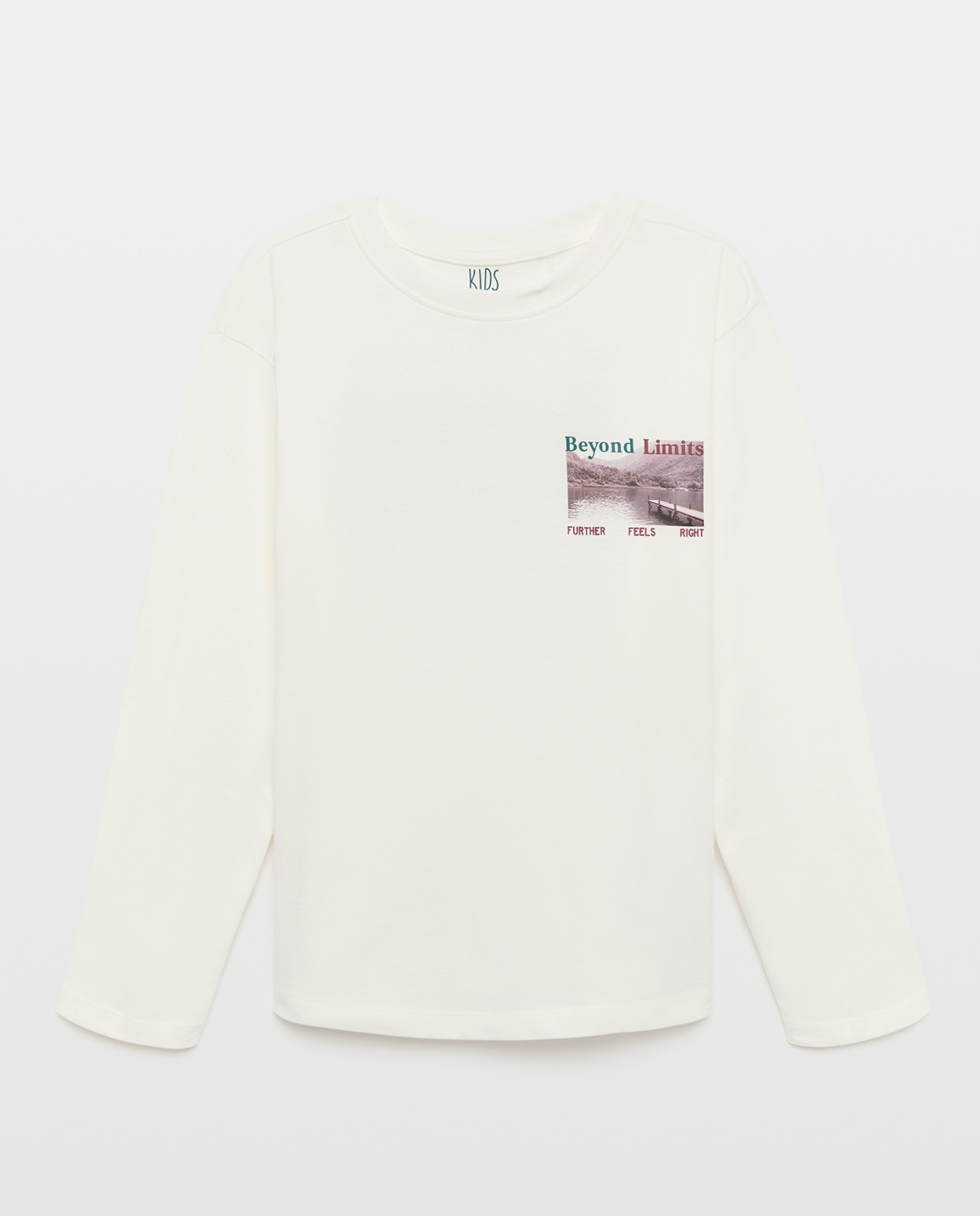 Camisola de Gola Redonda e Manga Comprida com Estampado Fotográfico Branco-4