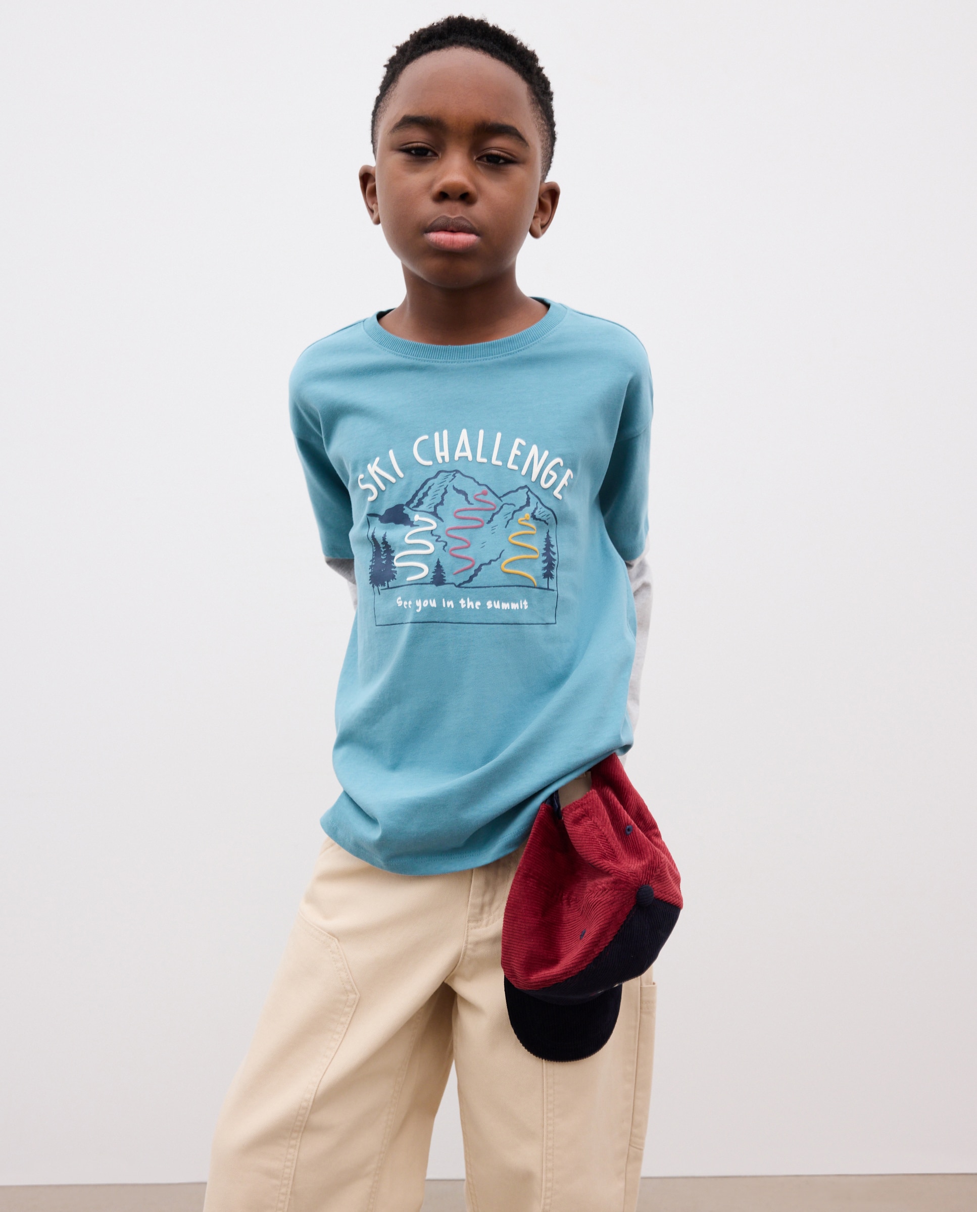 Camiseta cuello caja manga larga con doble manga de niño - Kids El Corte Inglés - Azul Azul-2