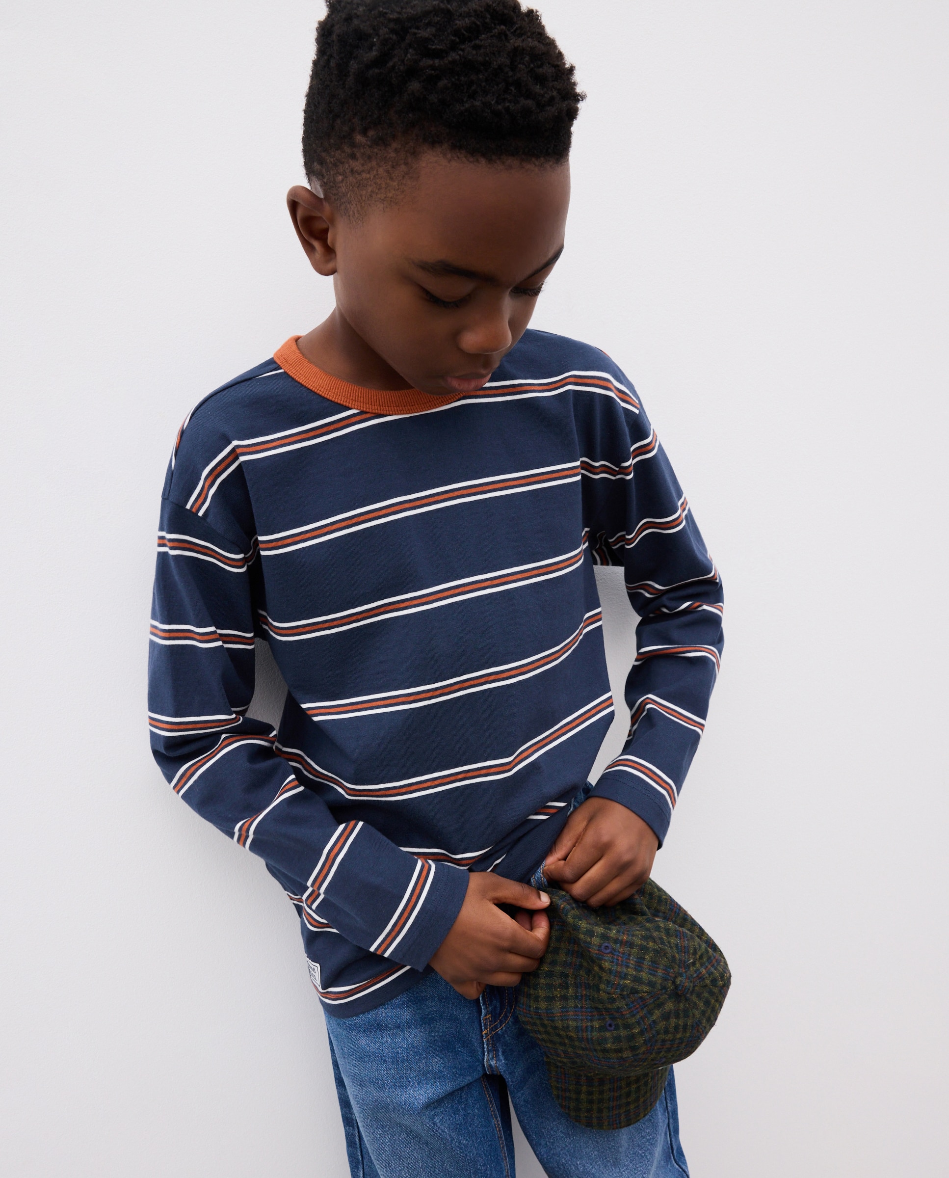 Camiseta cuello caja y manga larga de niño - Kids El Corte Inglés - Azul Azul-1