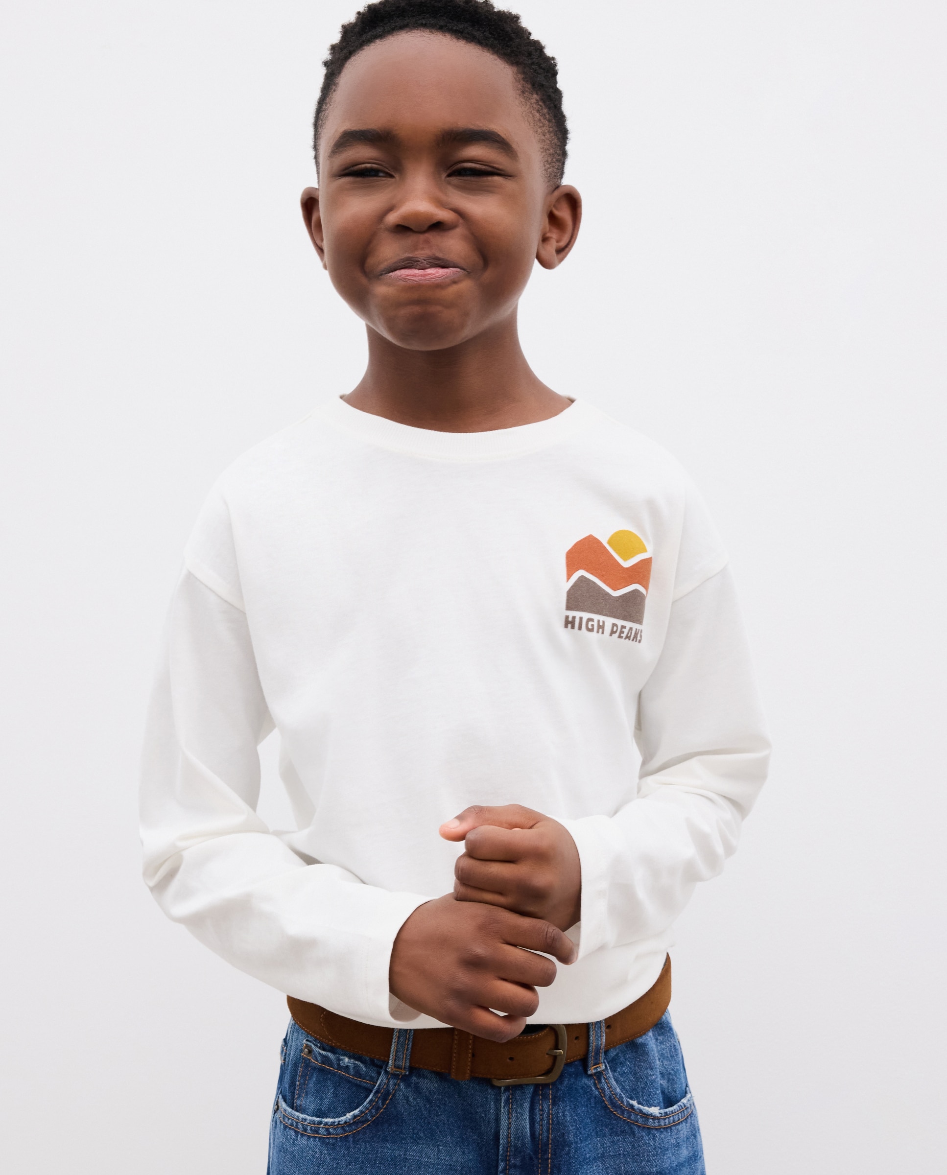 Camisola de Manga Comprida com Estampado à Frente e nas Costas de Criança Branco-2
