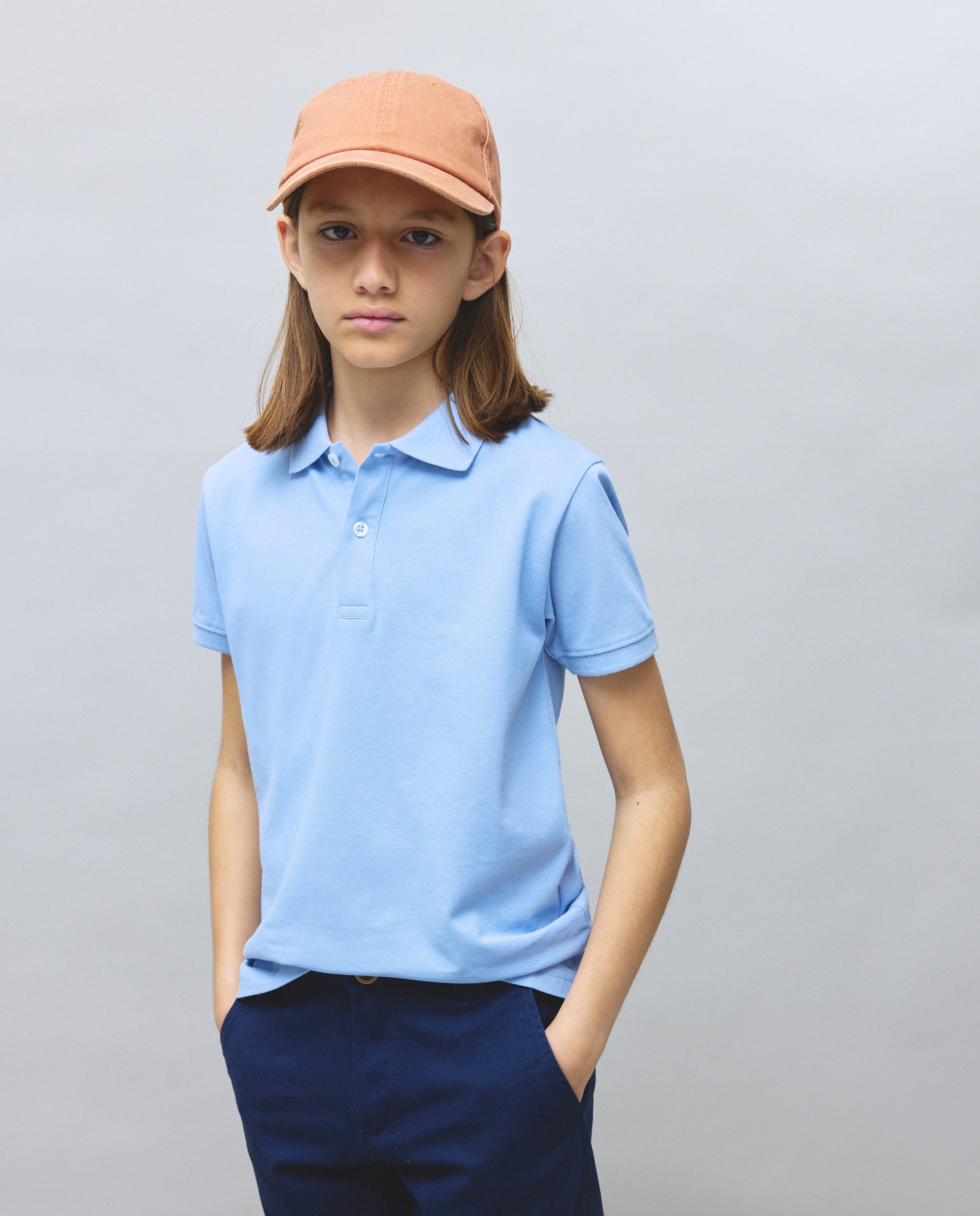 Polo básico manga corta de niño - Kids El Corte Inglés - Blanco 410 Azul claro-2