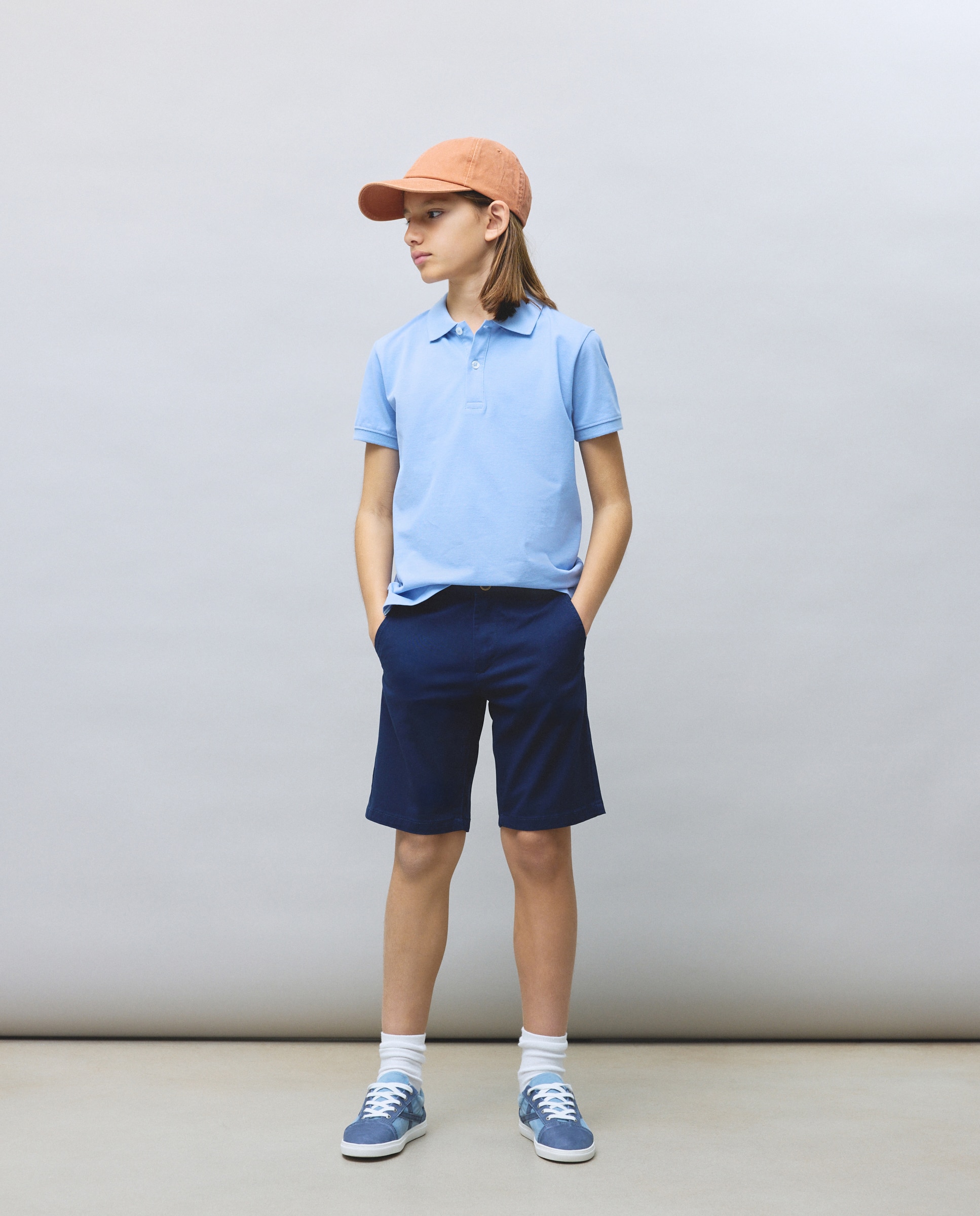 Polo básico manga corta de niño - Kids El Corte Inglés - Blanco 410 Azul claro-3
