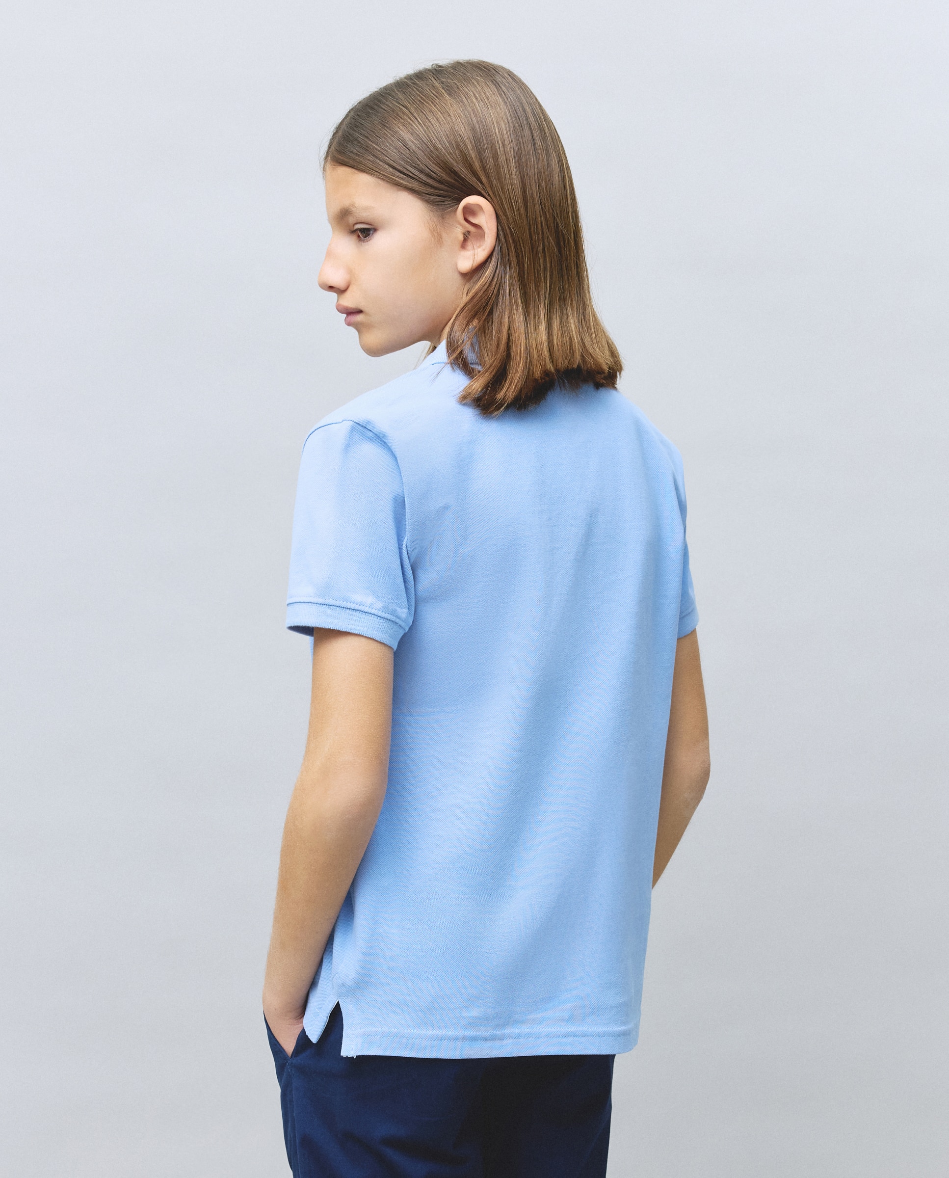 Polo básico manga corta de niño - Kids El Corte Inglés - Blanco 410 Azul claro-4