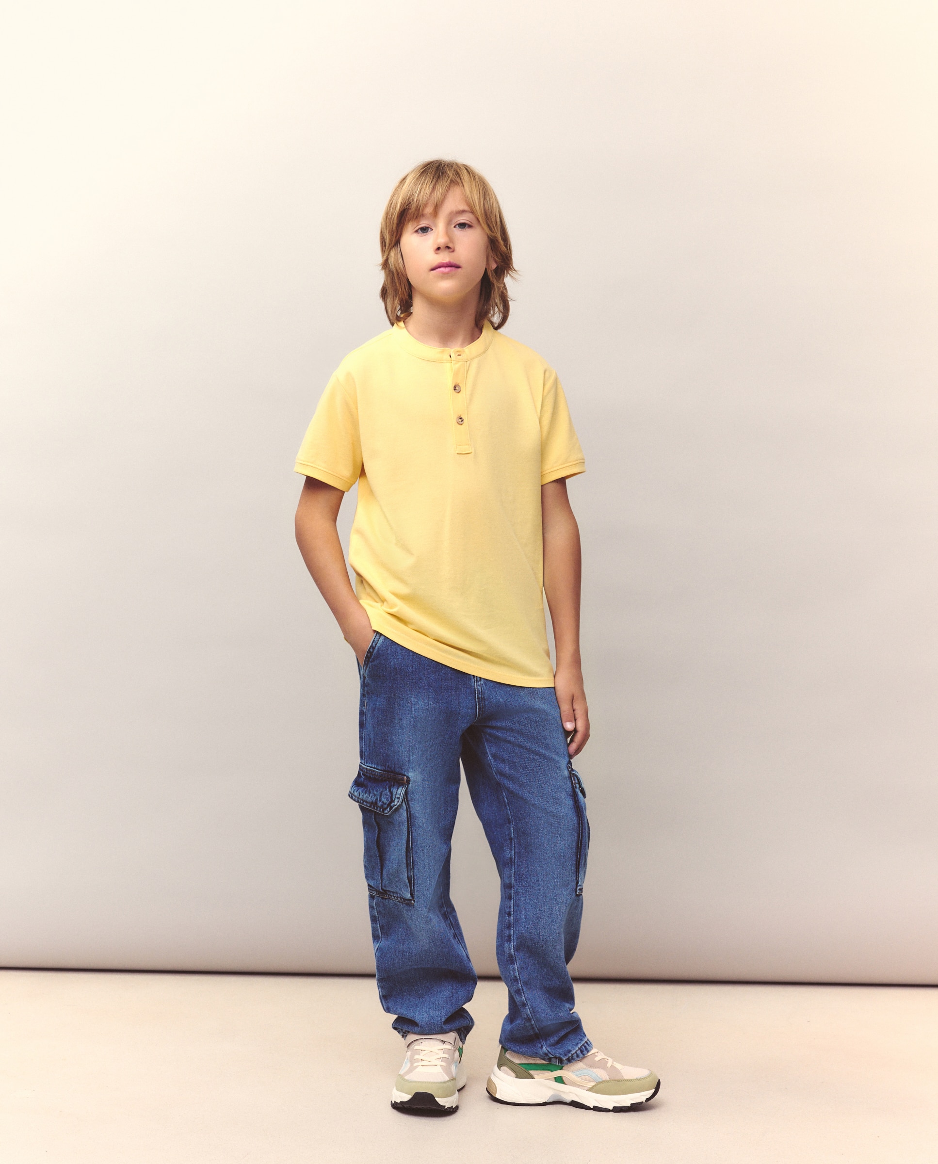 Polo de Gola à Padre e Manga Curta Kids El Corte Inglés 310 Amarelo Claro-2
