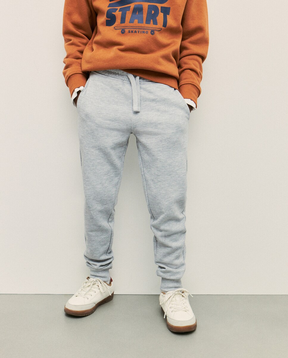 Calças Desportivas de Felpa BSC 820 Cinzento Médio-2