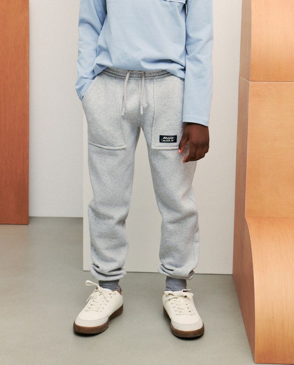 Calças de Felpa com Fantasia de Cortes 820 Cinzento Médio-2