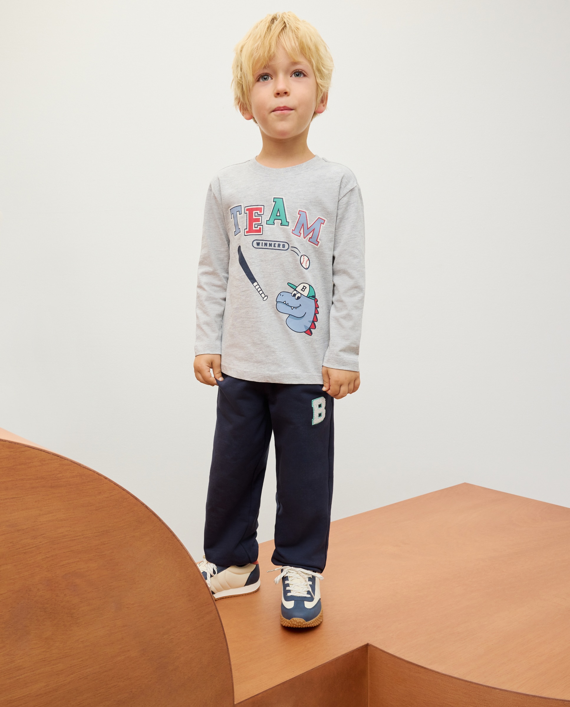 Calças de Felpa com Patch Azul-1