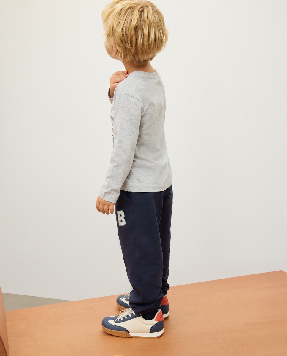 Calças de Felpa com Patch Azul-3