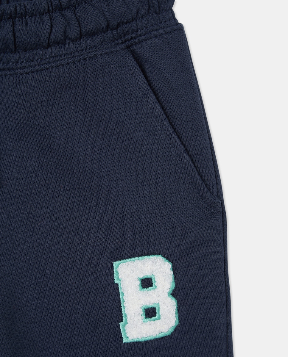 Calças de Felpa com Patch Azul-5