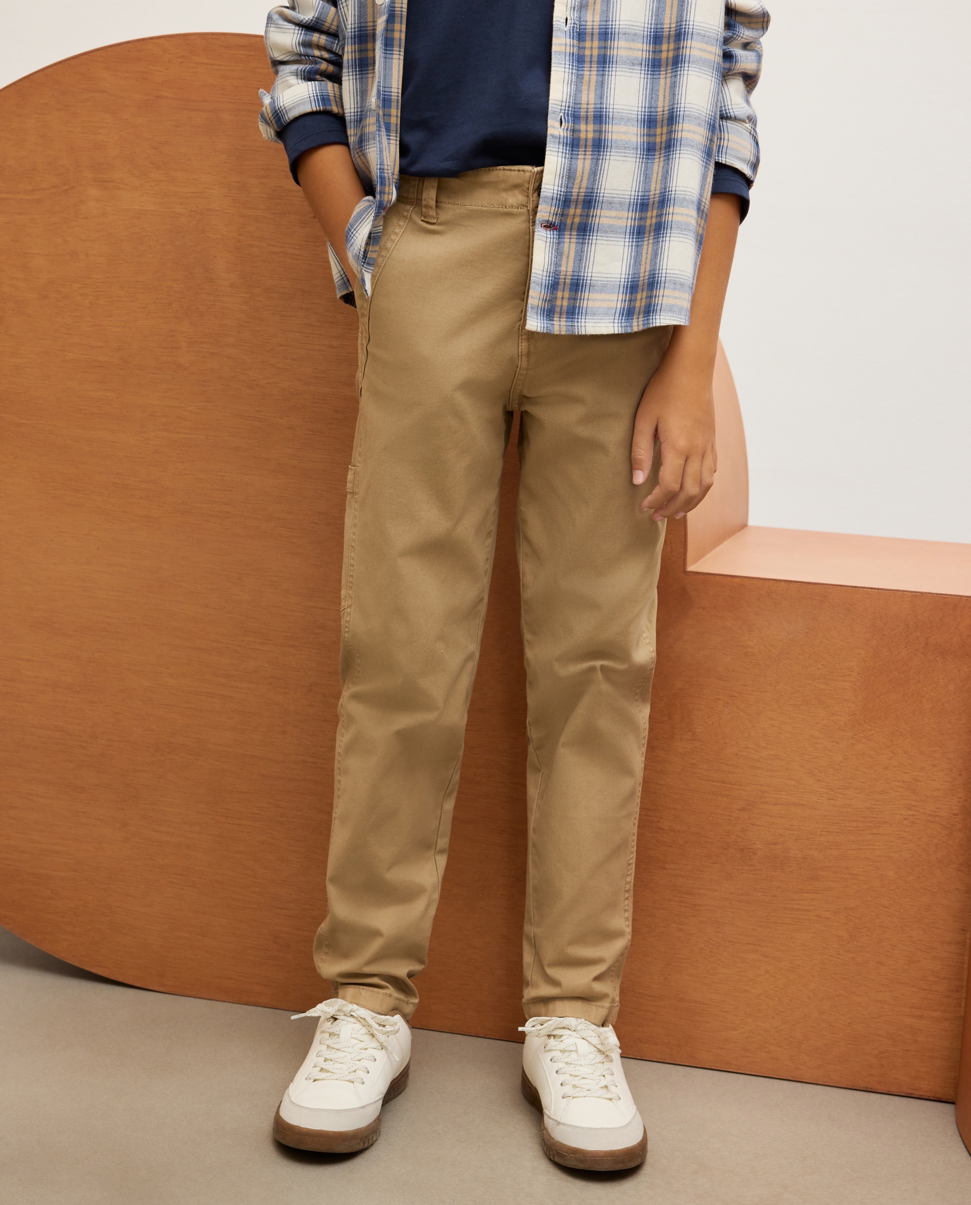 Calças de Sarja Castanho-2