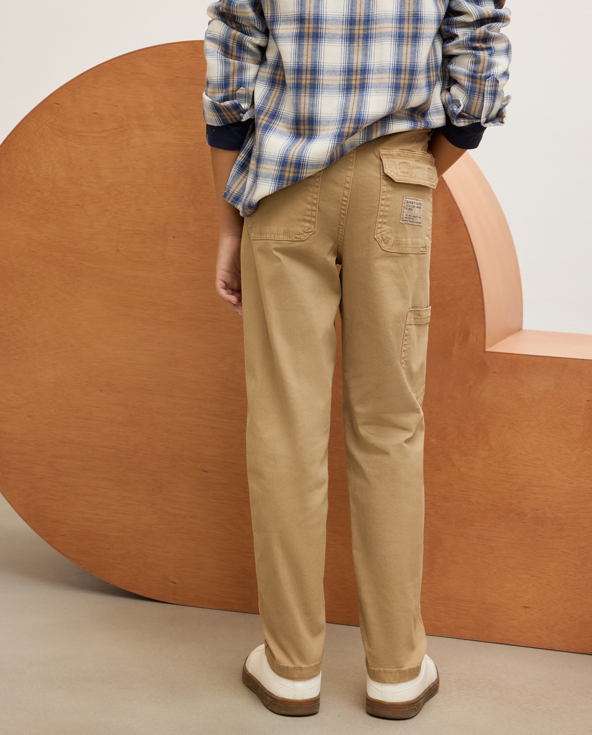 Calças de Sarja Castanho-3