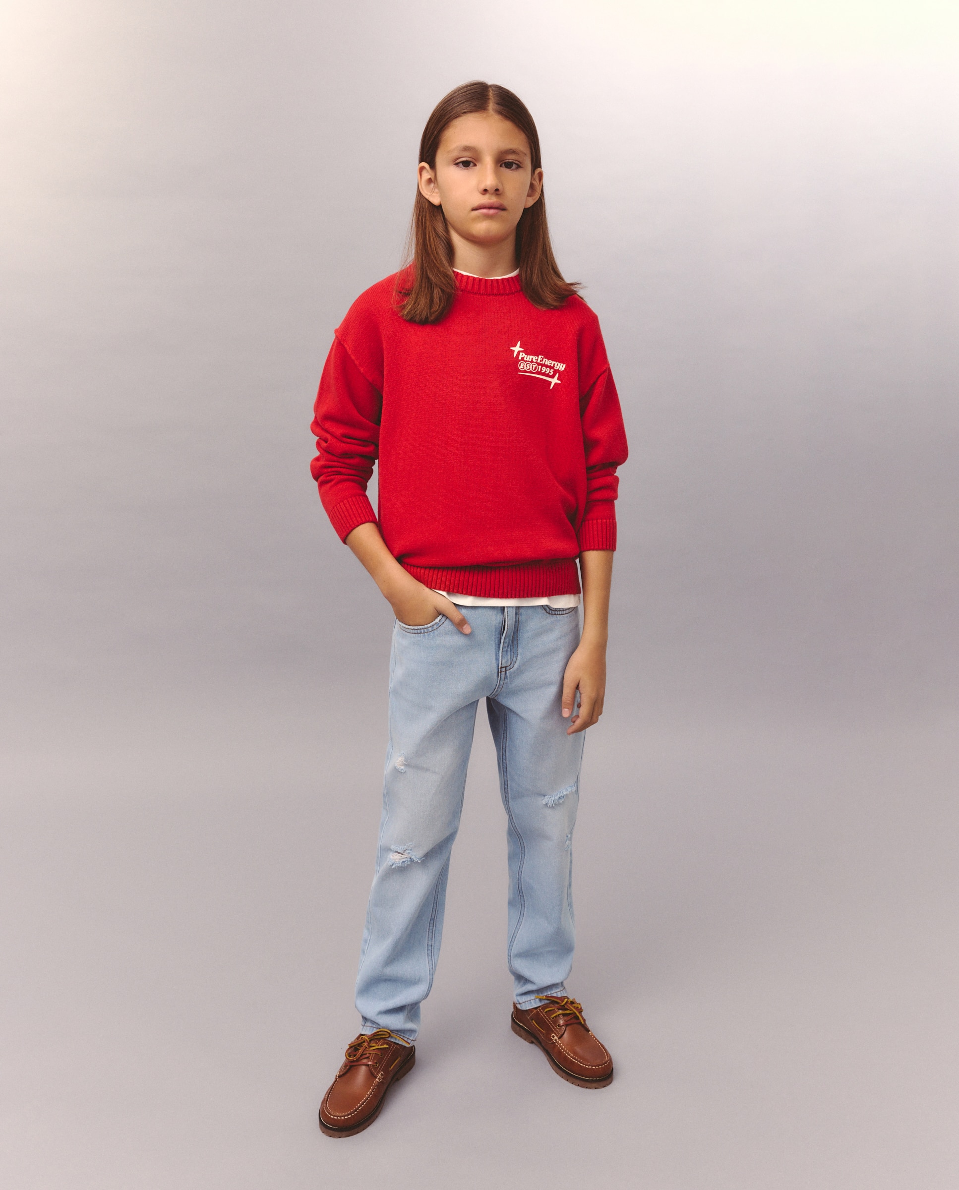 Imagen 0 de Pantalón liso denim rotos de niño Cerúleo