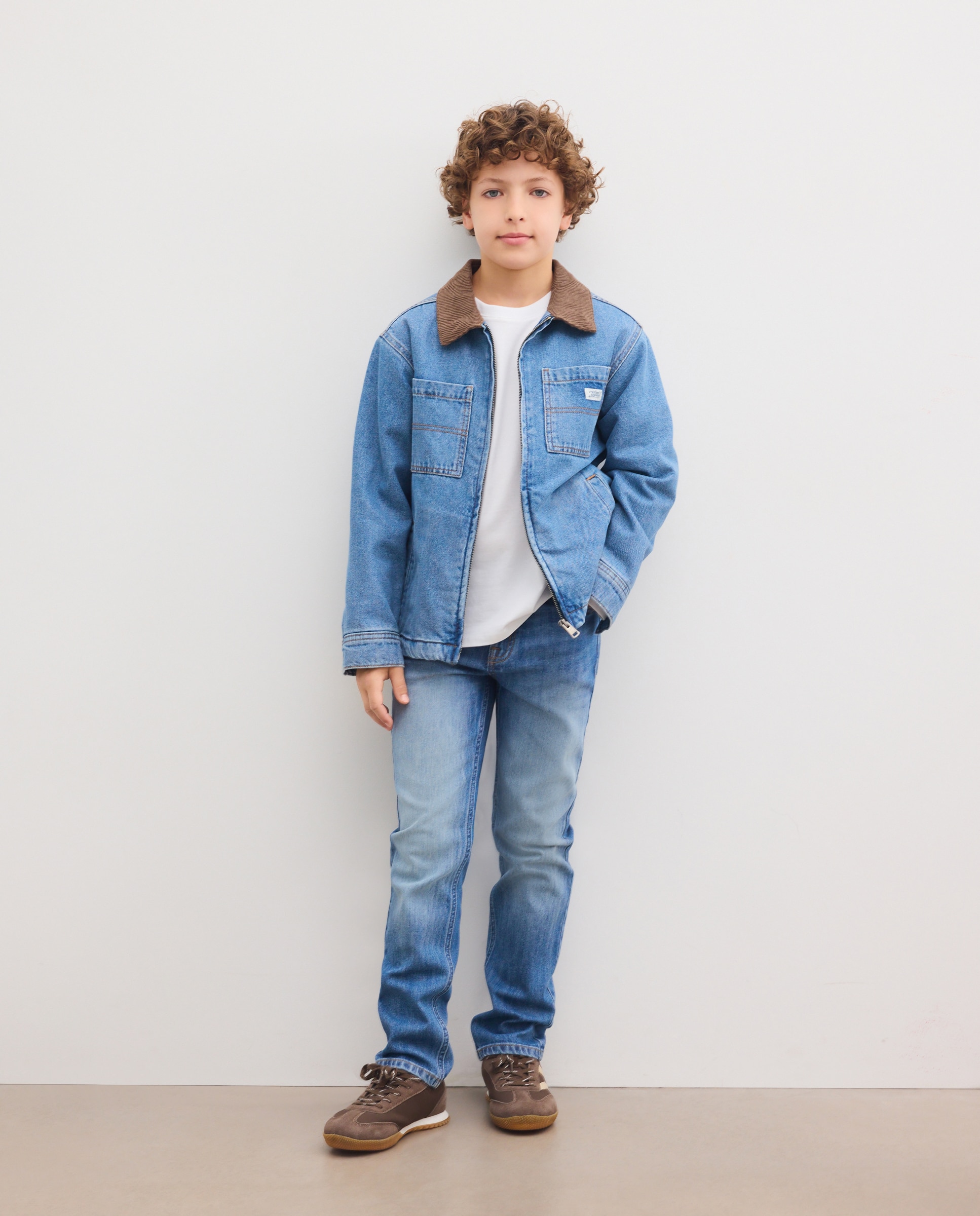 Pantalón denim de niño liso slim fit - Kids El Corte Inglés - Azul pálido Azul pálido-1