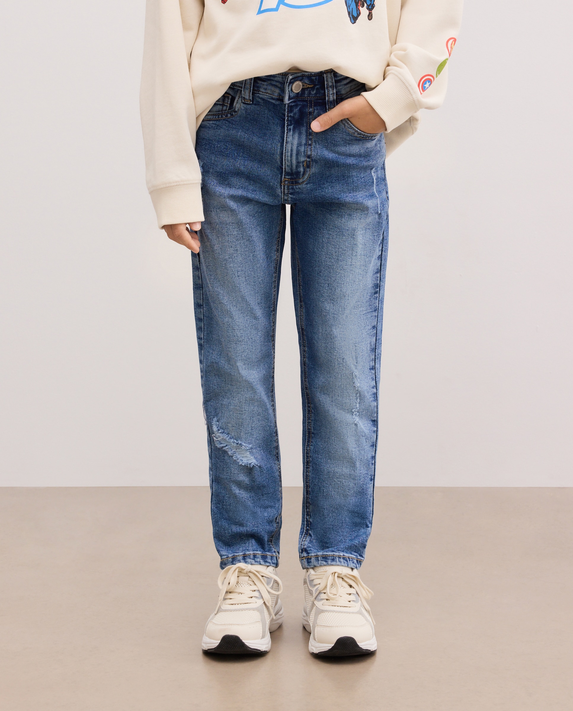 Patalón denim slim rotos de niño - Kids El Corte Inglés - Azul pálido Azul pálido-2