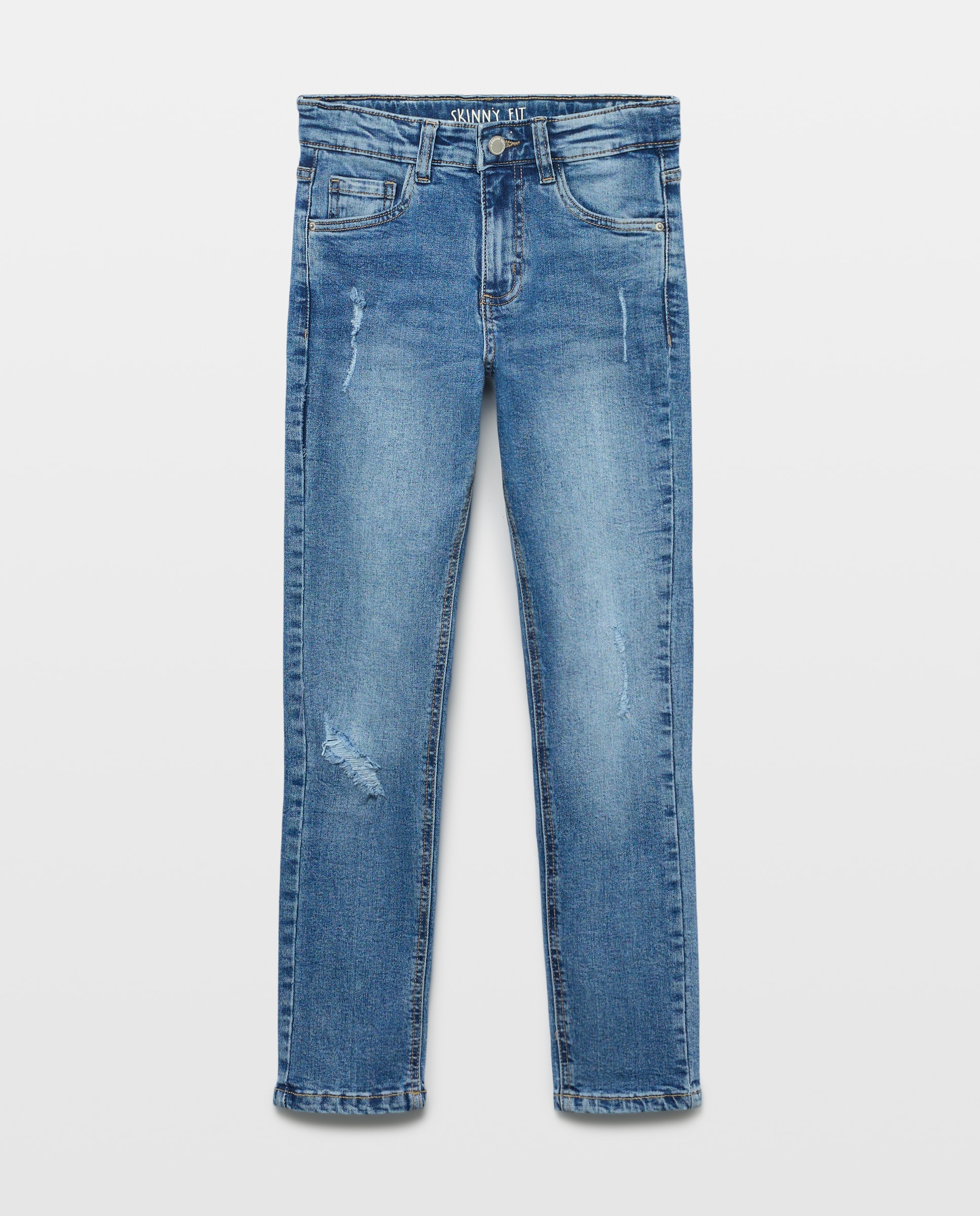 Patalón denim slim rotos de niño - Kids El Corte Inglés - Azul pálido Azul pálido-4