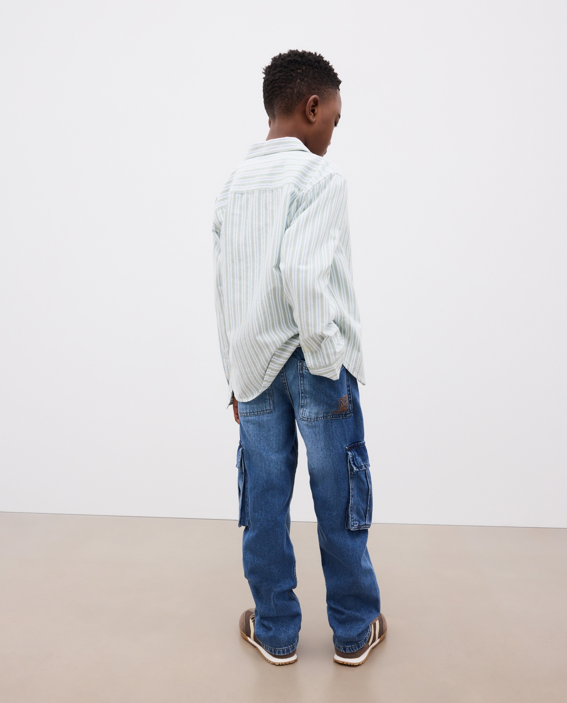 Pantalón liso denim cargo de niño - Kids El Corte Inglés - Azul pálido Azul pálido-3