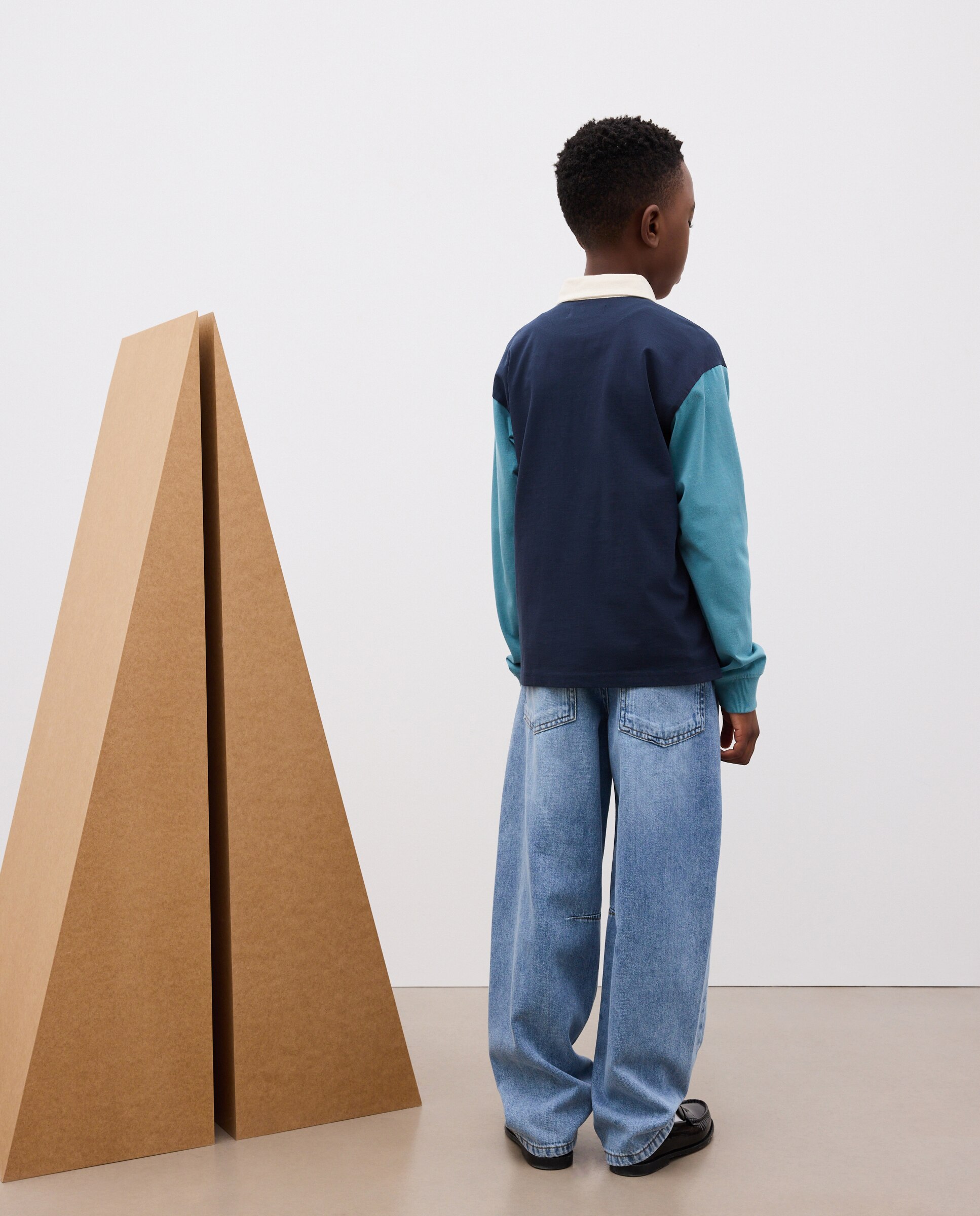 Pantalón liso denim baggy barrel de niño - Kids El Corte Inglés - Azul pálido Azul pálido-3