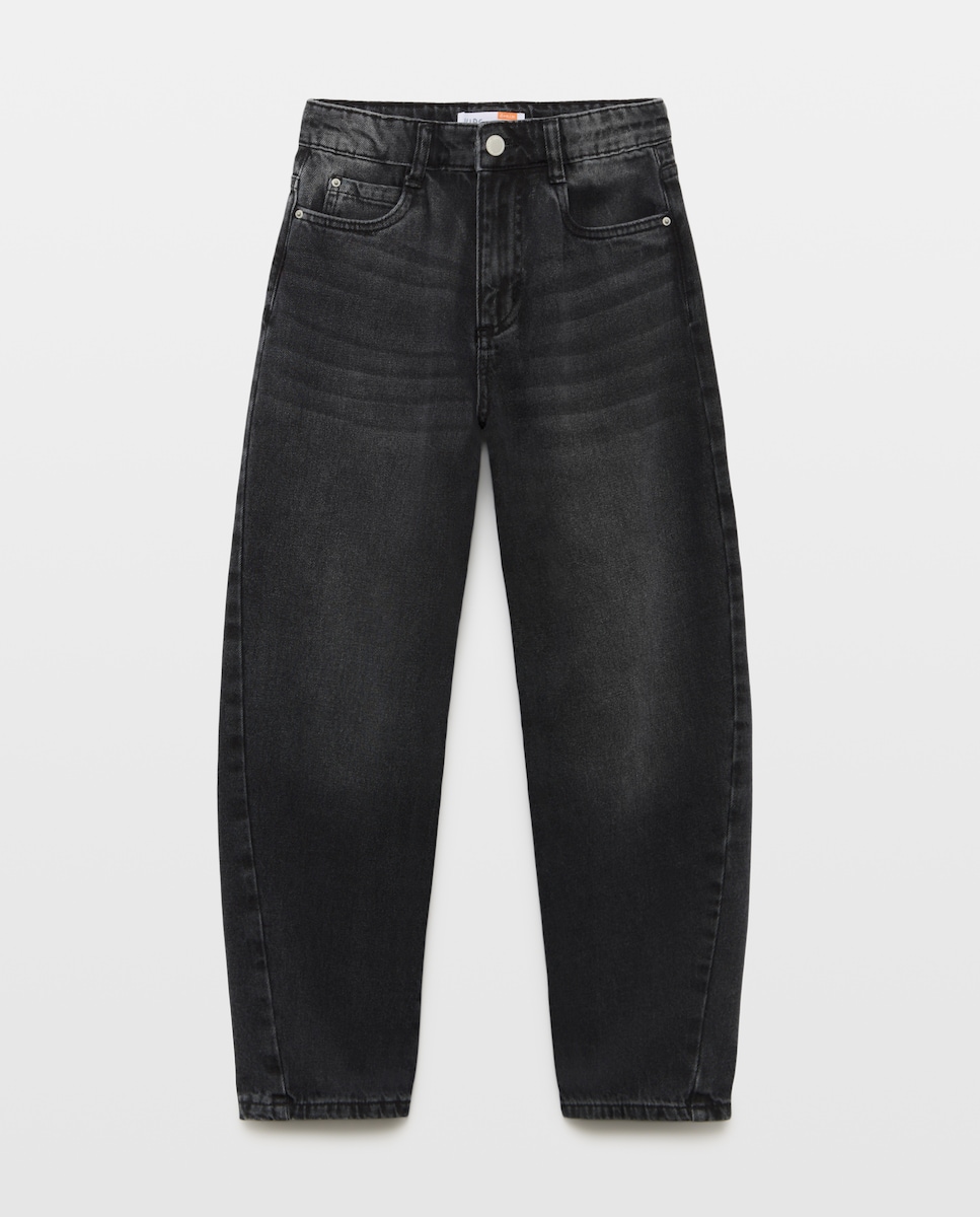 Imagen 0 de Pantalón liso denim baggy barrel de niño Negro intenso