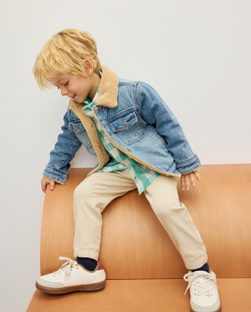 Blusão Liso de Ganga Forrada Azul pálido-2