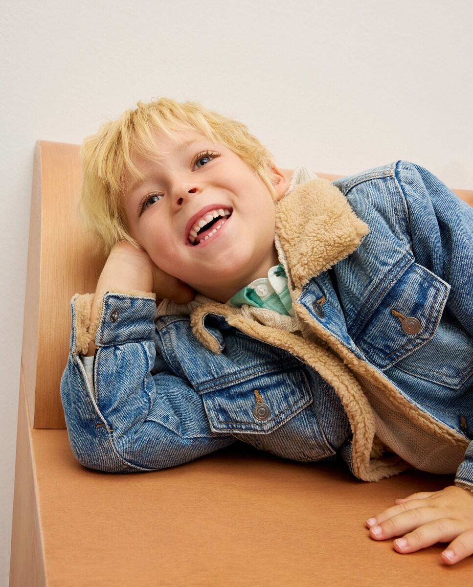 Blusão Liso de Ganga Forrada Azul pálido-4