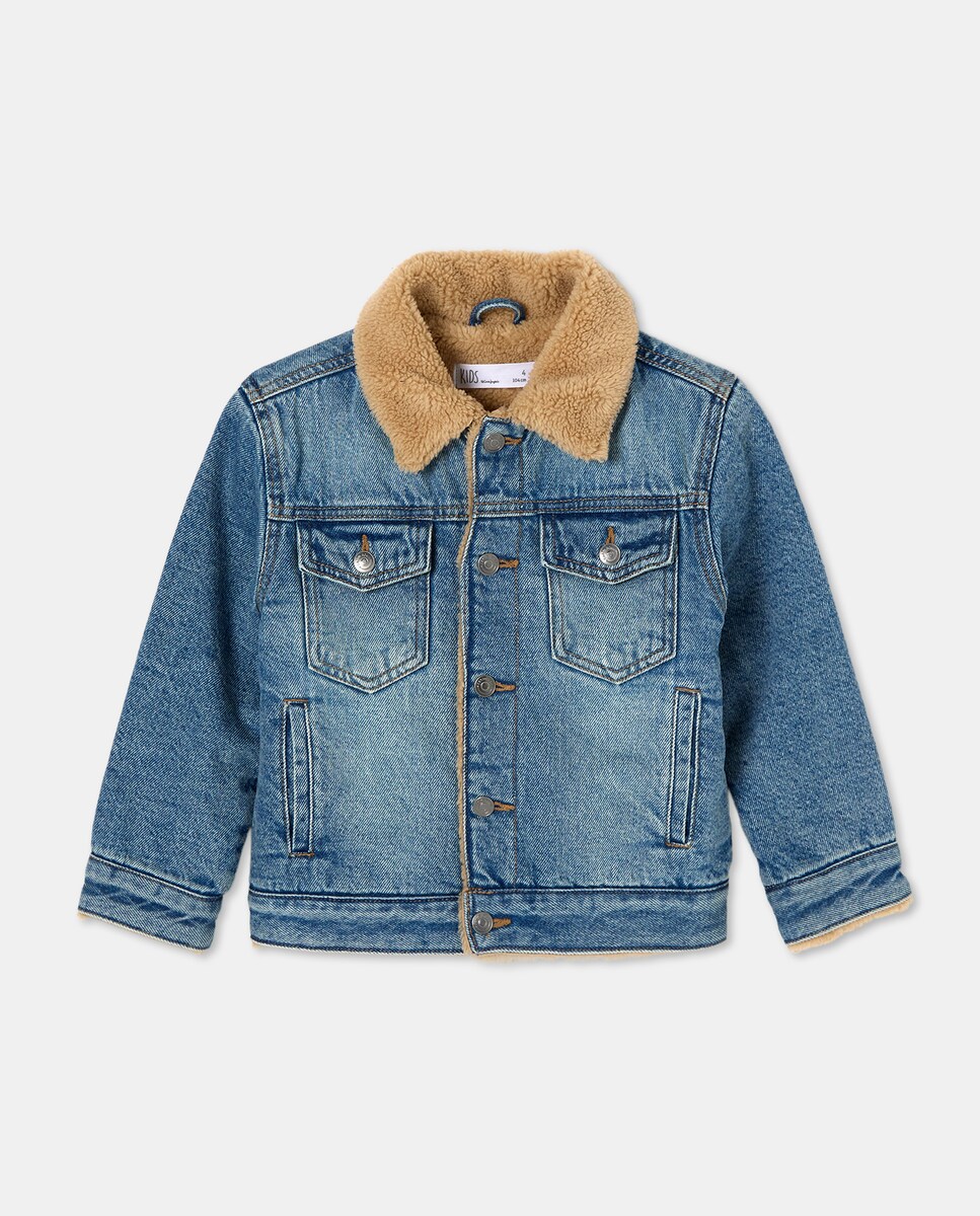 Blusão Liso de Ganga Forrada Azul pálido-5