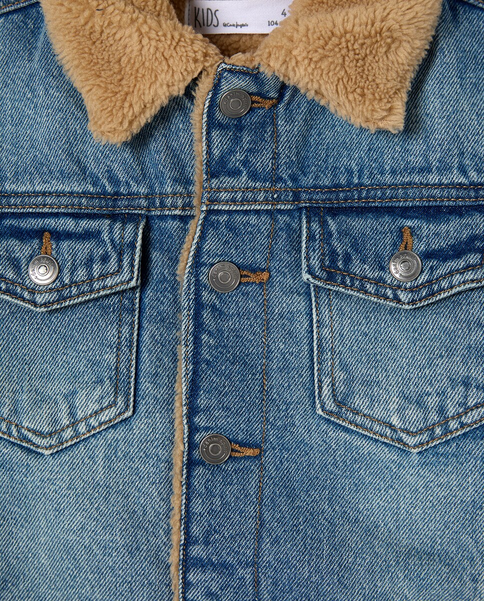 Blusão Liso de Ganga Forrada Azul pálido-6