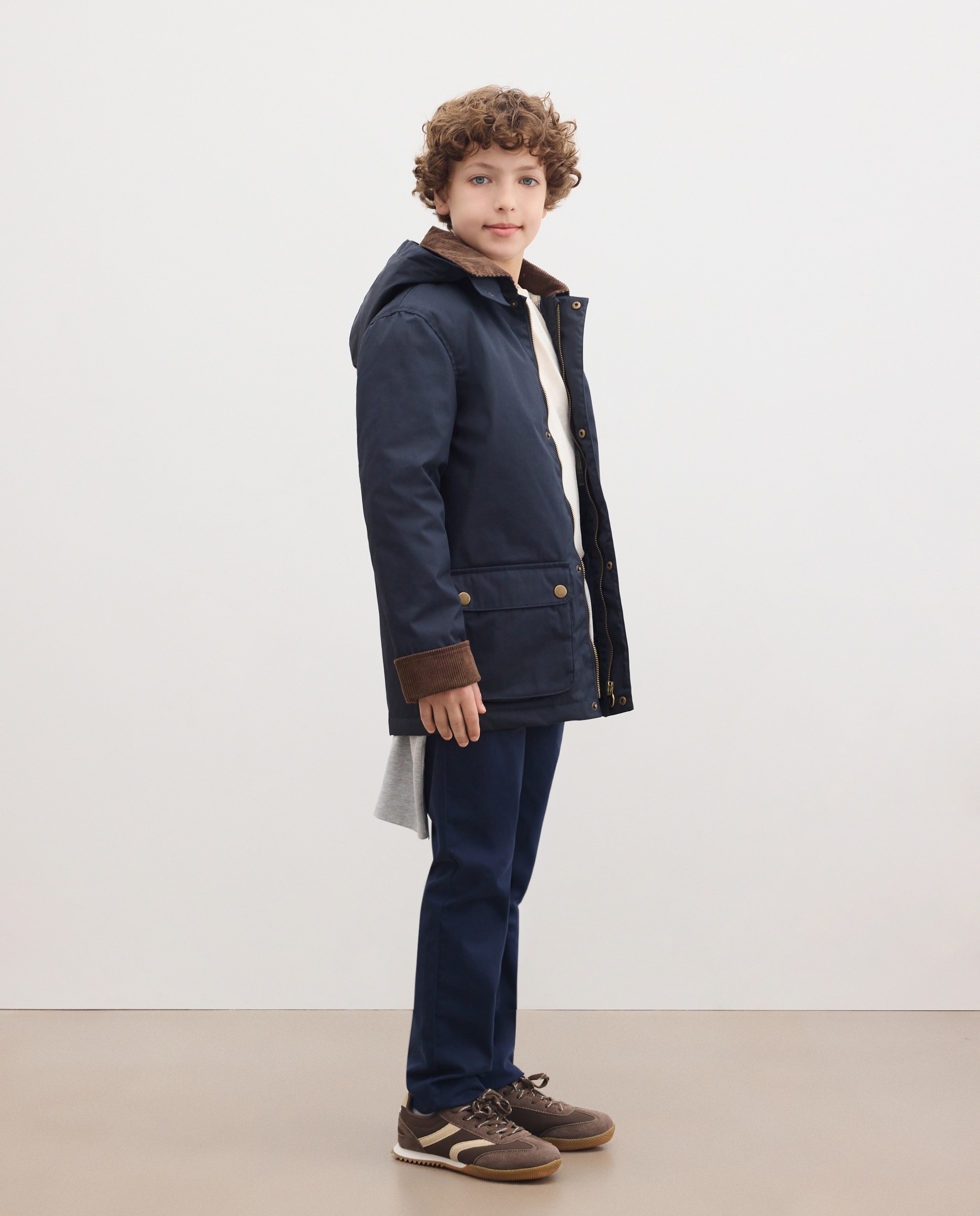 Parka encerada de niño interior de cuadros - Kids El Corte Inglés - Azul marino Azul marino-1