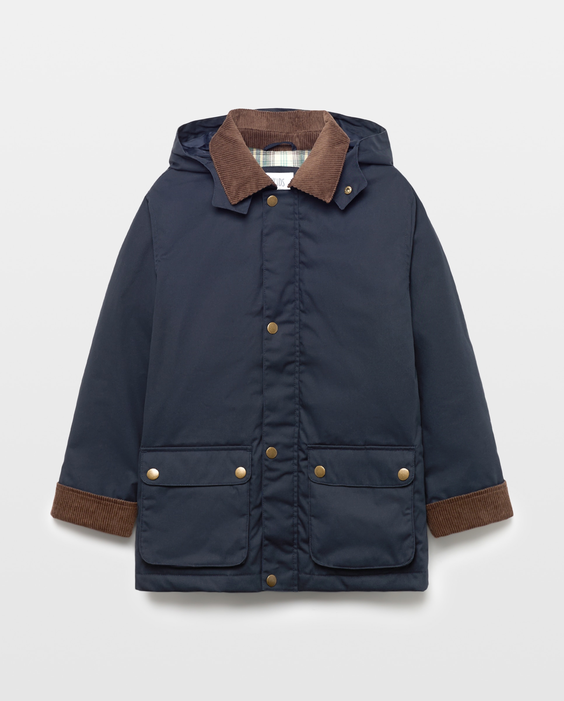 Parka encerada de niño interior de cuadros - Kids El Corte Inglés - Azul marino Azul marino-5