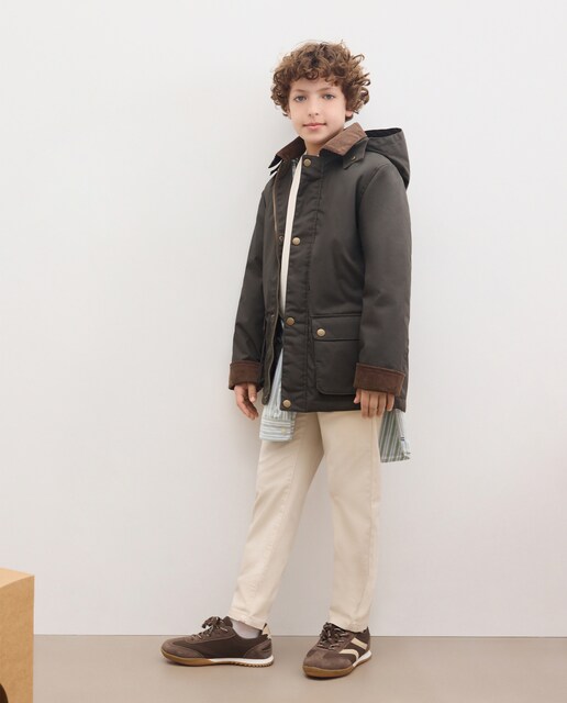 Parka encerada de niño interior de cuadros