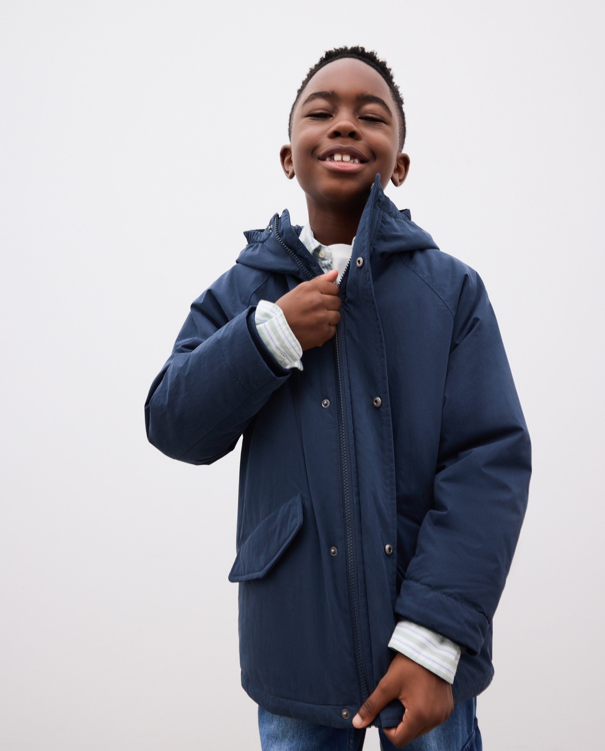 Parka coreana lisa larga de niño - Kids El Corte Inglés - Azul marino Azul marino-1