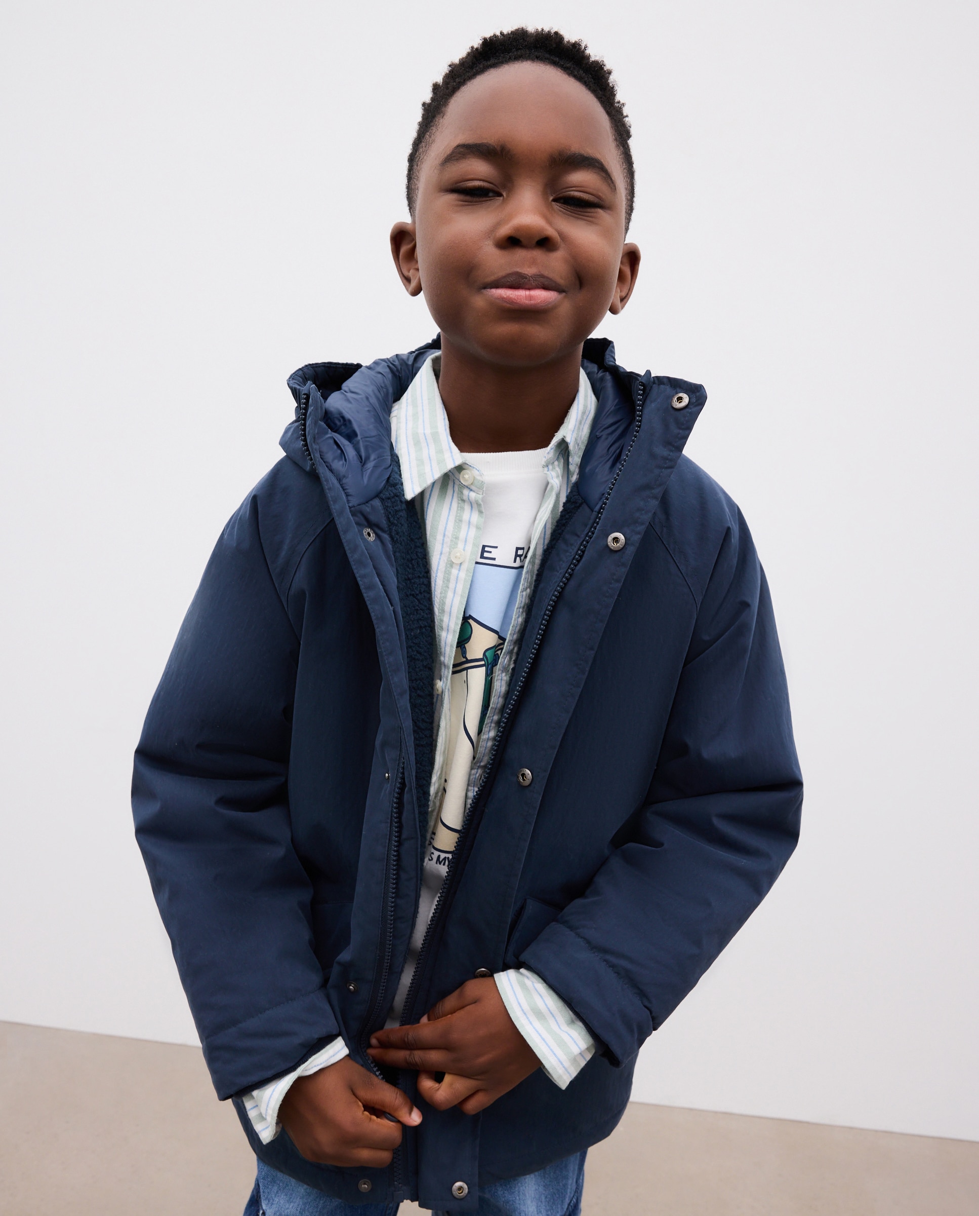 Parka coreana lisa larga de niño - Kids El Corte Inglés - Azul marino Azul marino-2