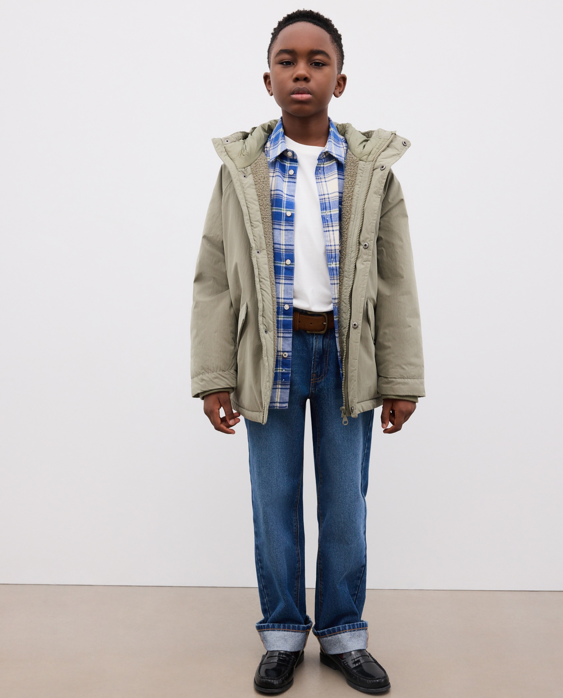 Parka coreana lisa larga de niño - Kids El Corte Inglés - 520 Kaki 520 Kaki-1