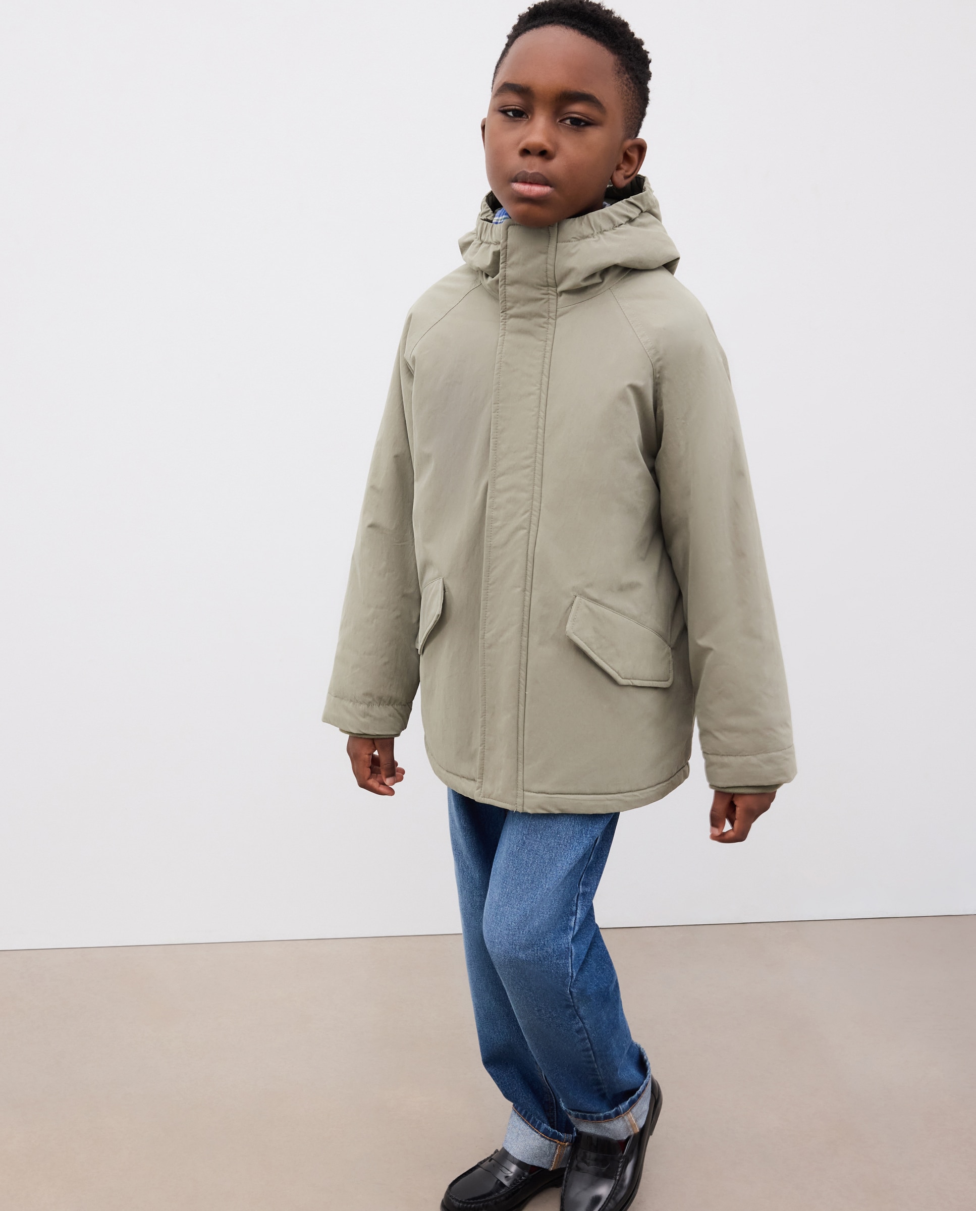 Parka coreana lisa larga de niño - Kids El Corte Inglés - 520 Kaki 520 Kaki-2