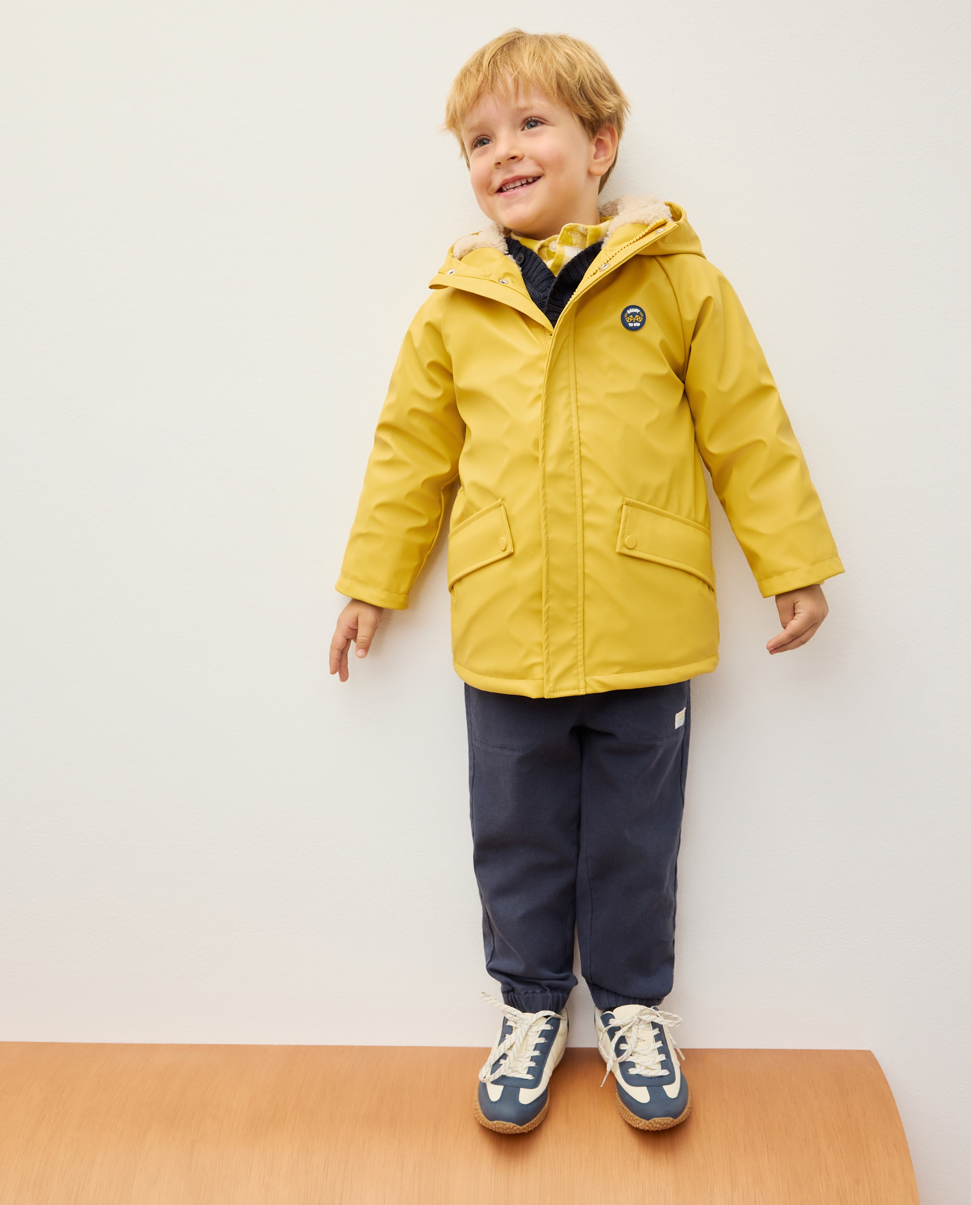 Parka Engomada com Forro de Pelo de Borrego 300 Amarelo-2