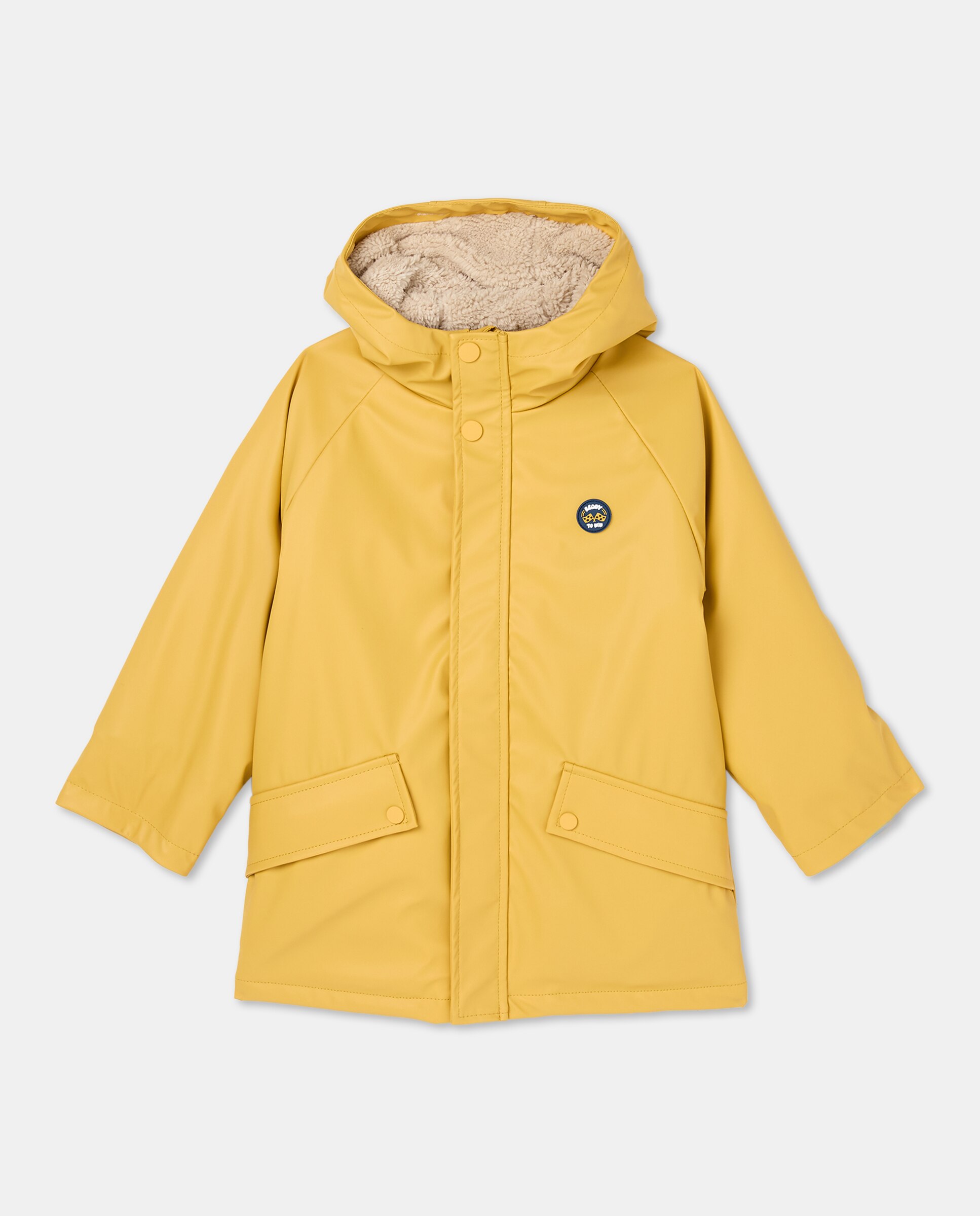 Parka Engomada com Forro de Pelo de Borrego 300 Amarelo-4