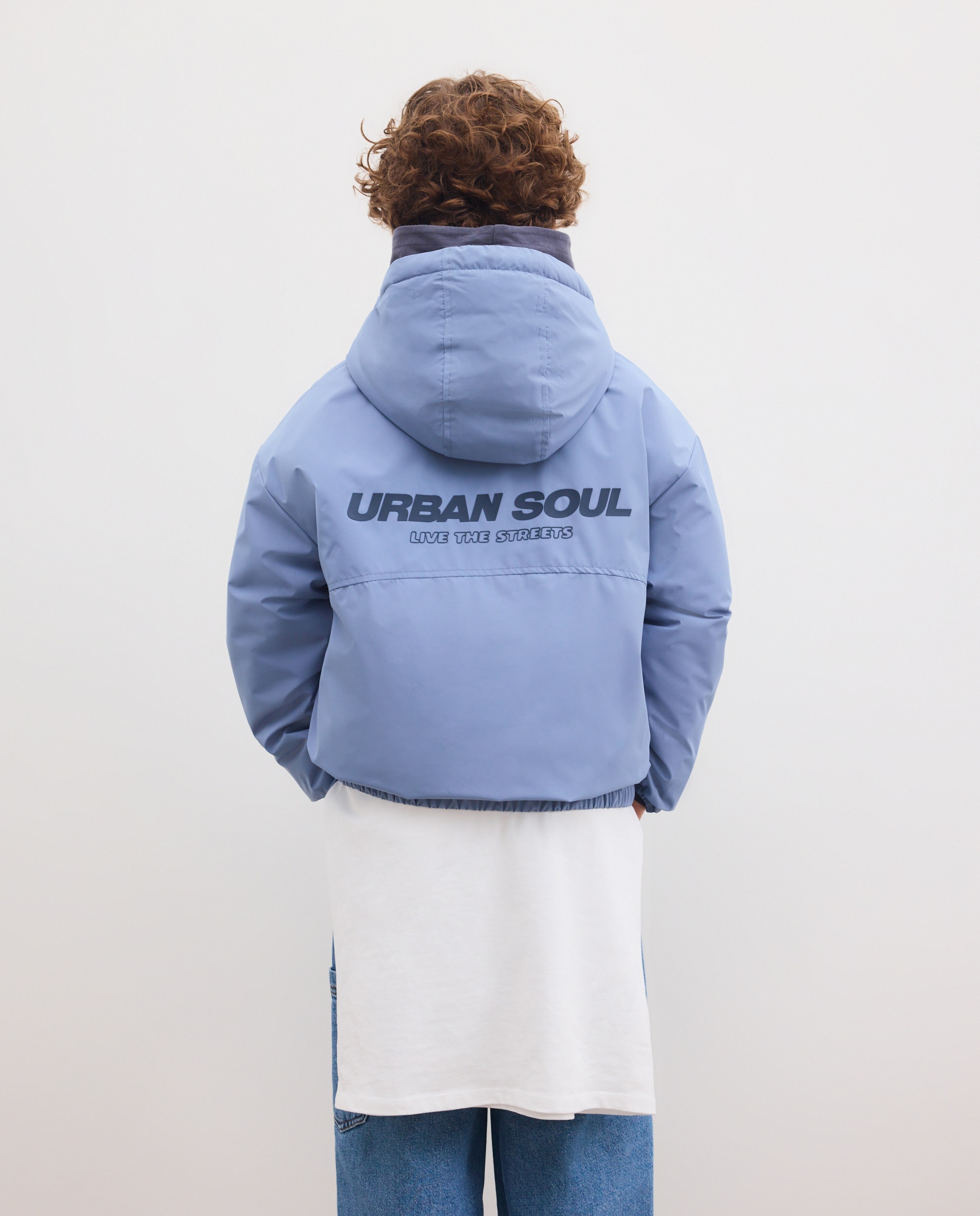 Parka Ligeira Lisa com Cortes 400 Azul-4