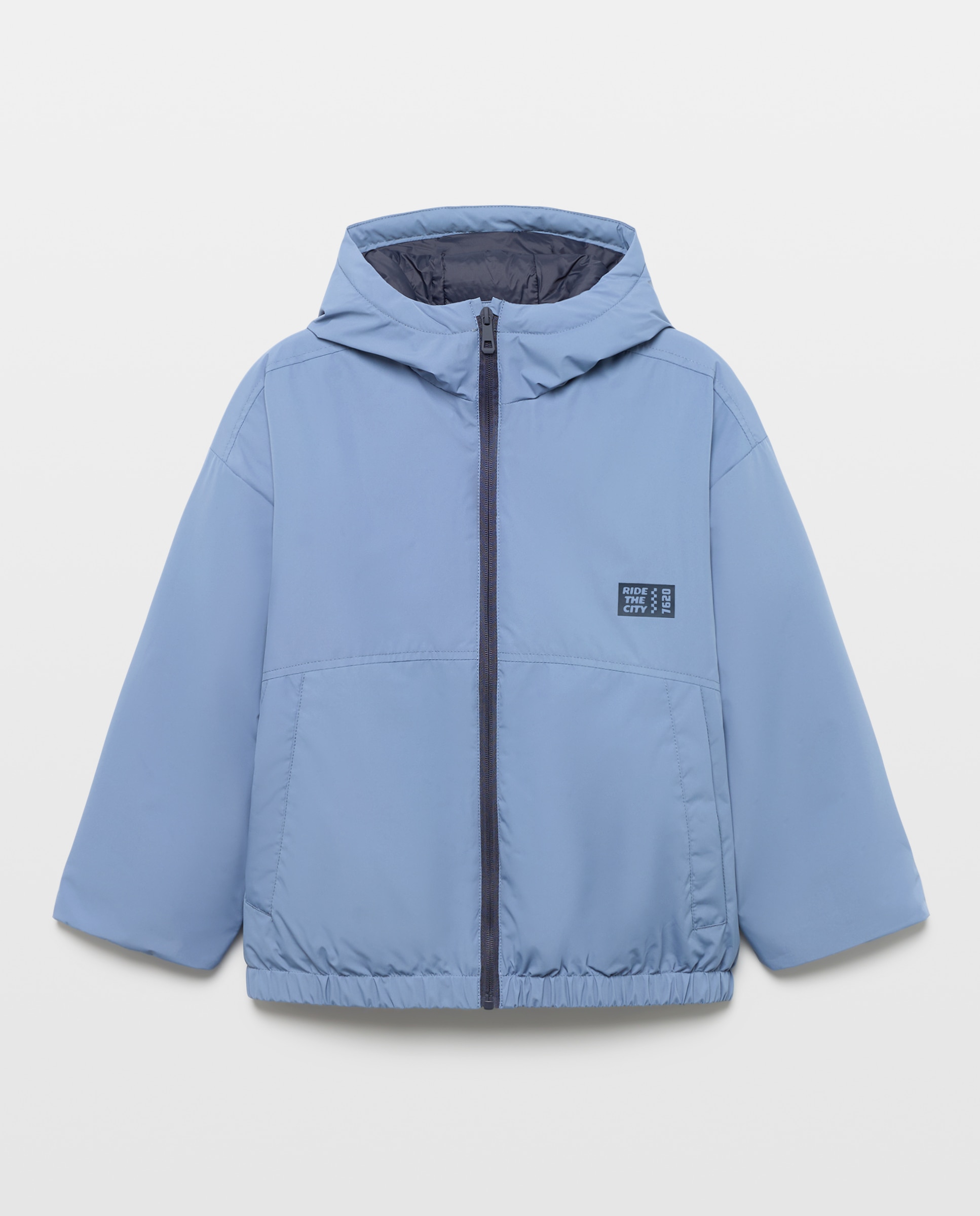 Parka Ligeira Lisa com Cortes 400 Azul-5