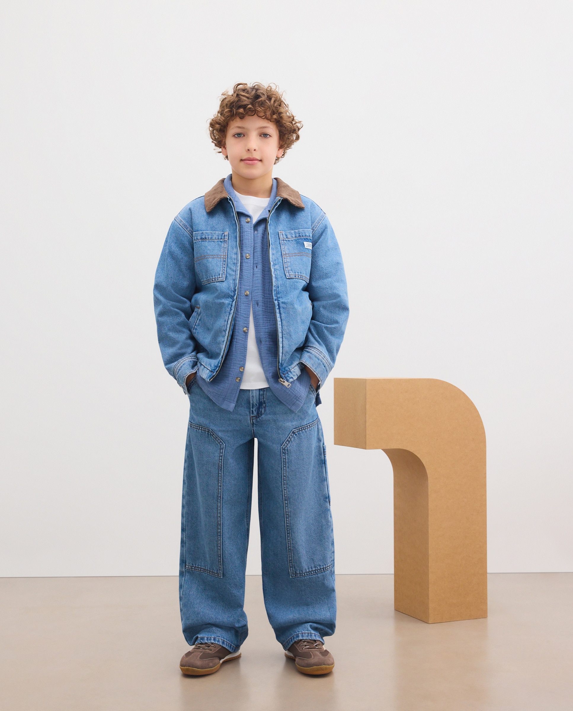 Parka Ligeira de Ganga com Gola de Bombazina Kids El Corte Inglés Azul pálido-2