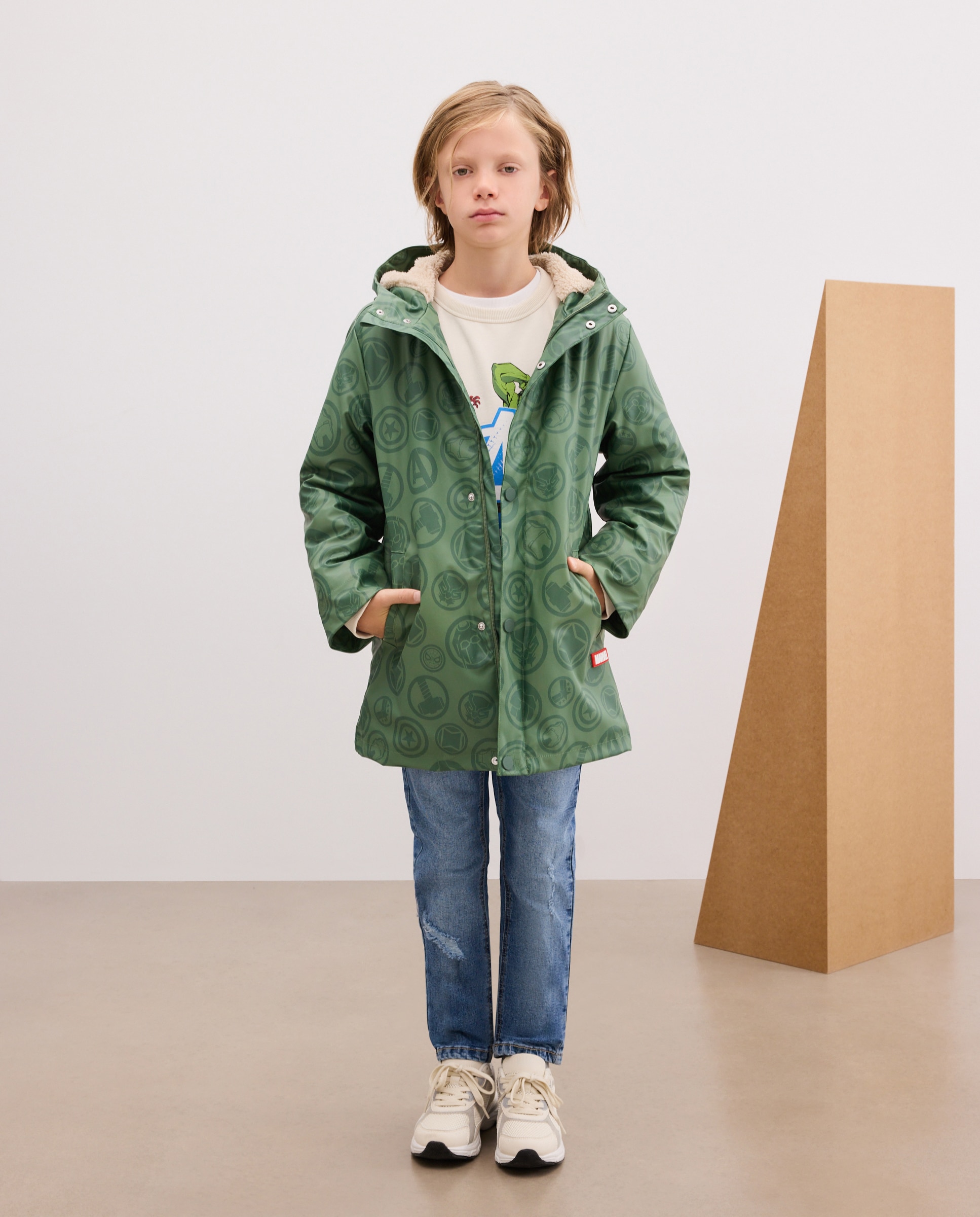 Parka Engomada com Fantasia Os Vingadores Verde-2