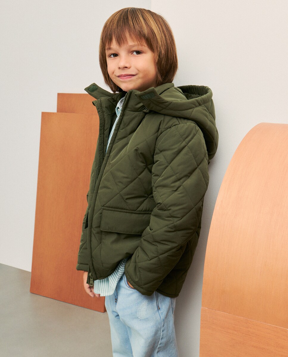 Blusão Acolchoado Liso com Acolchoado Ligeiro 520 Caqui-2