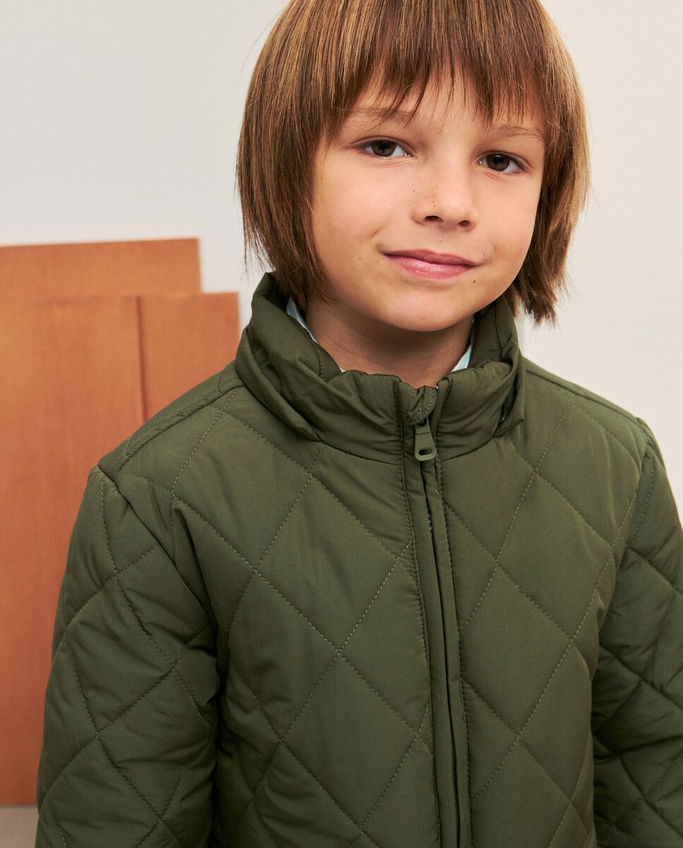 Blusão Acolchoado Liso com Acolchoado Ligeiro 520 Caqui-3