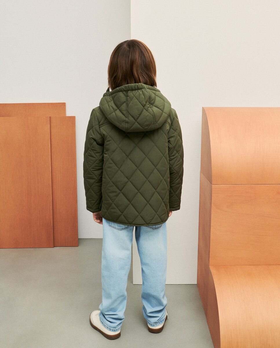 Blusão Acolchoado Liso com Acolchoado Ligeiro 520 Caqui-4
