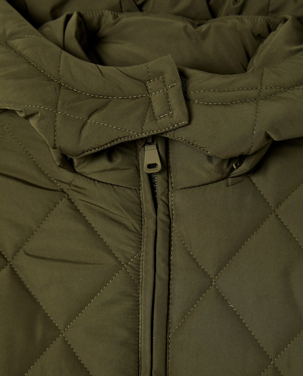 Blusão Acolchoado Liso com Acolchoado Ligeiro 520 Caqui-6
