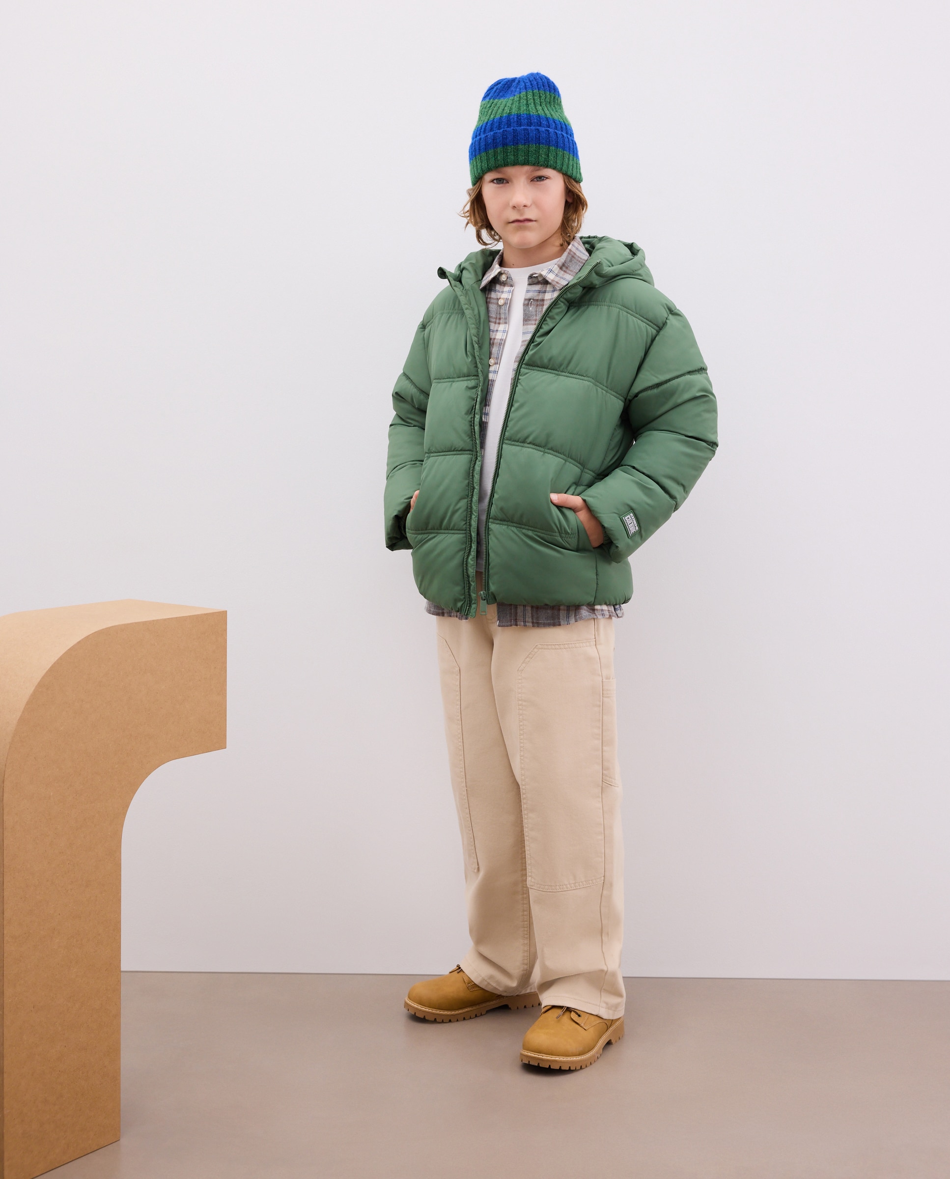 Imagen 0 de Parka de niño básica lisa Verde