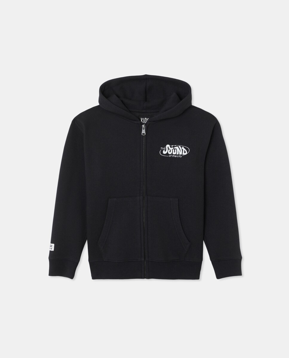 Sweatshirt Aberta com Capuz Preto-4