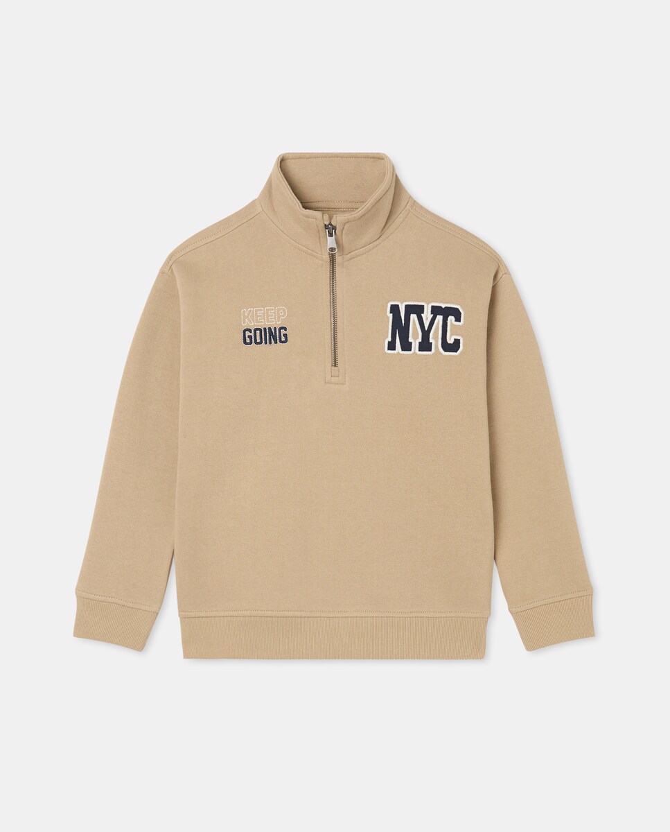 Sweatshirt Lisa com Gola Trucker 730 Camel-5