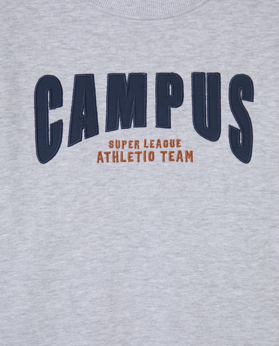 Sweatshirt com Gola Redonda e Remendo Preto-5