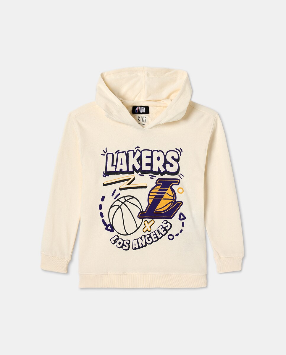 Sweatshirt de Gola Redonda com Estampado NBA Lakers Branco-3