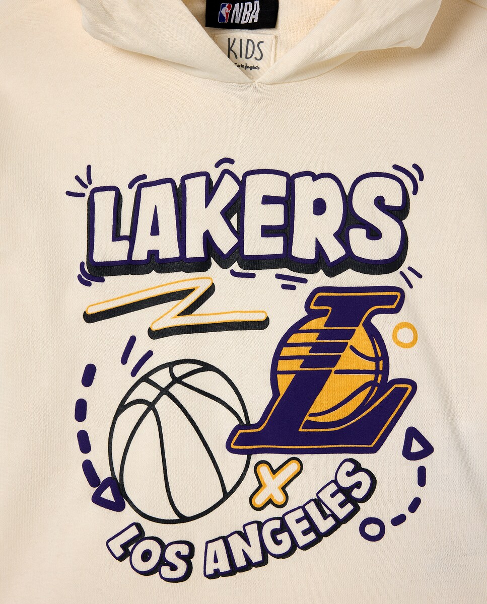 Sweatshirt de Gola Redonda com Estampado NBA Lakers Branco-4