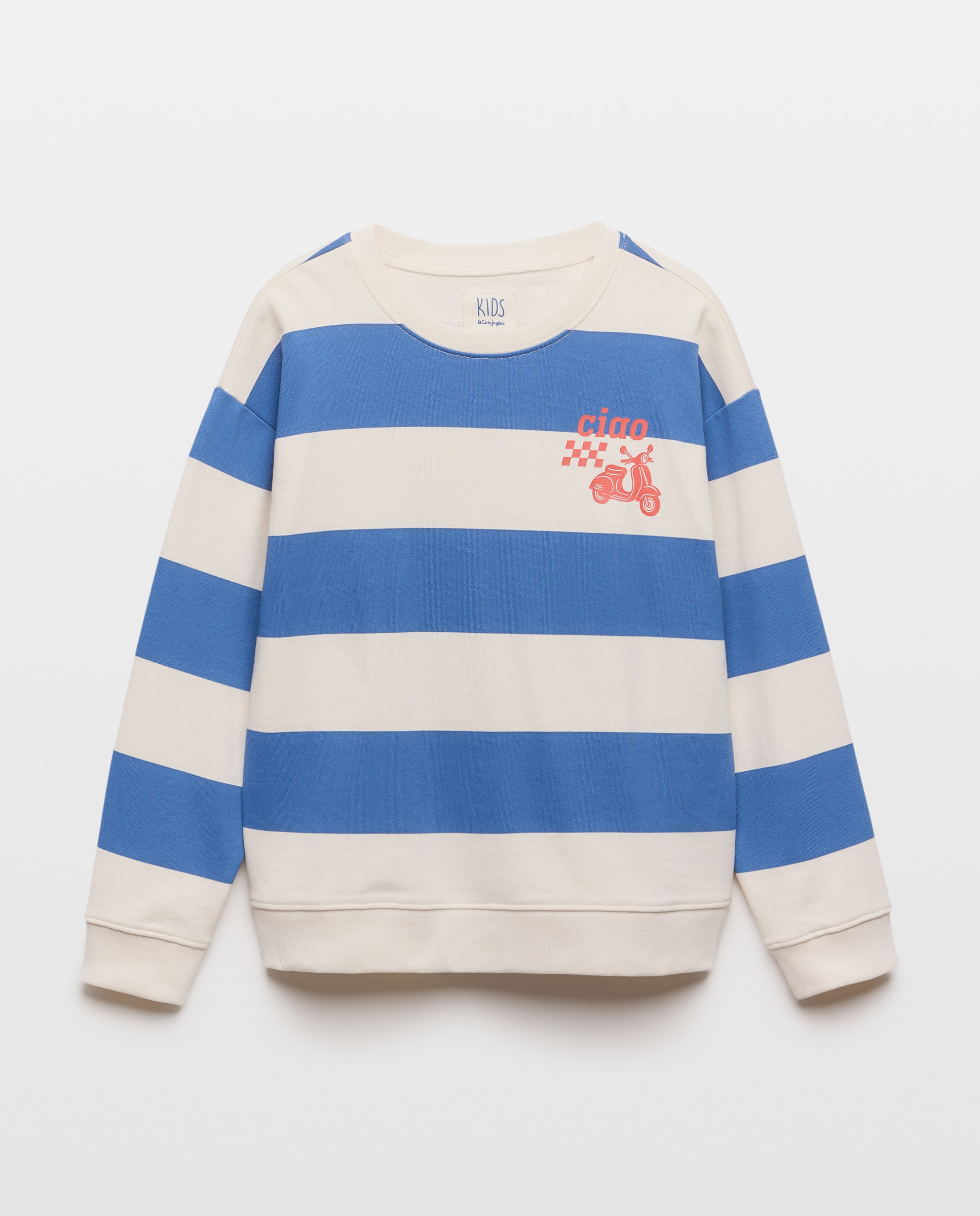 Sweatshirt Fechada com Estampado de Fantasia Azul-4